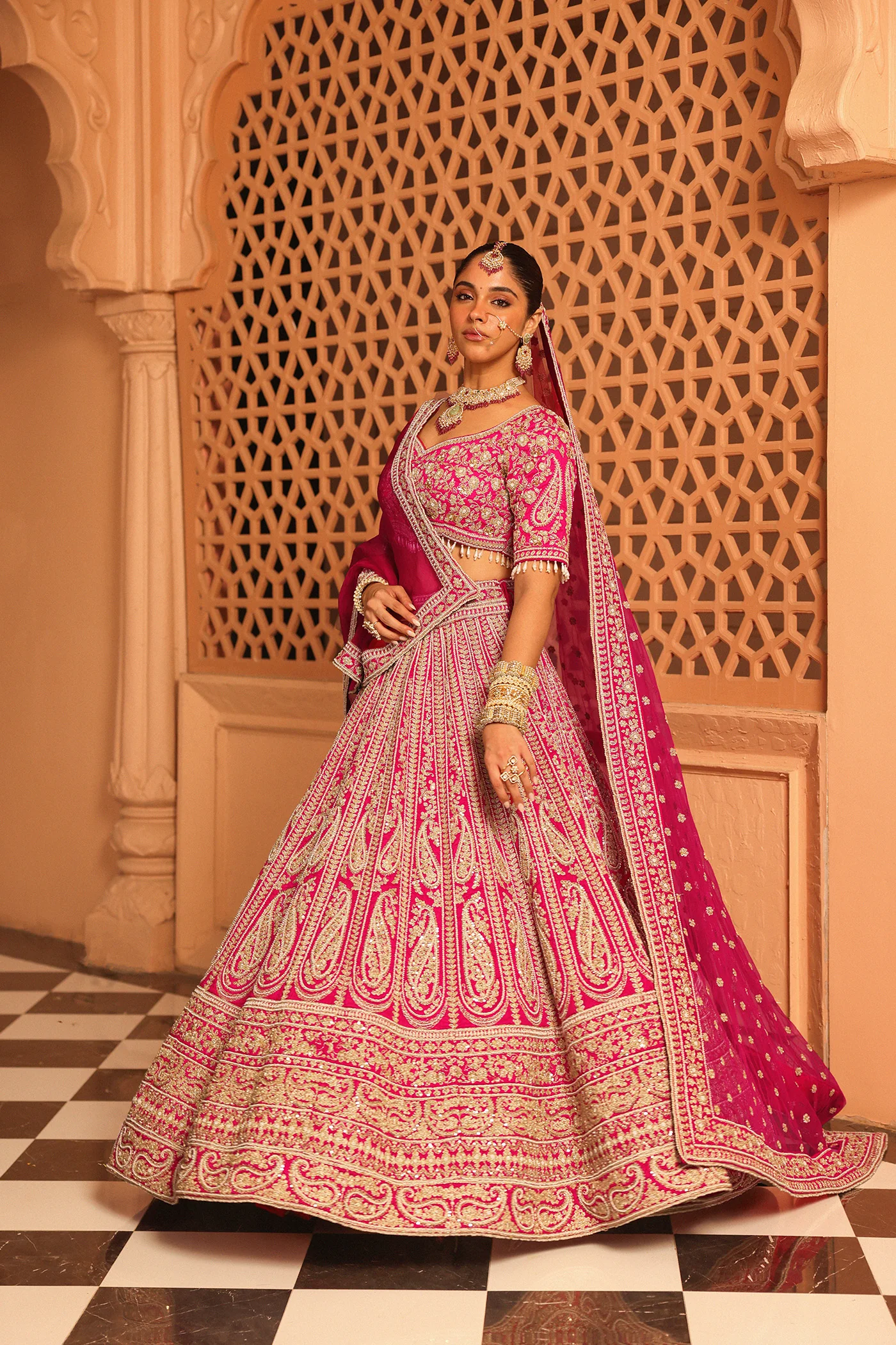 Inaya - Rani Hotpink Lehenga with Blouse and Dupatta - Image 2