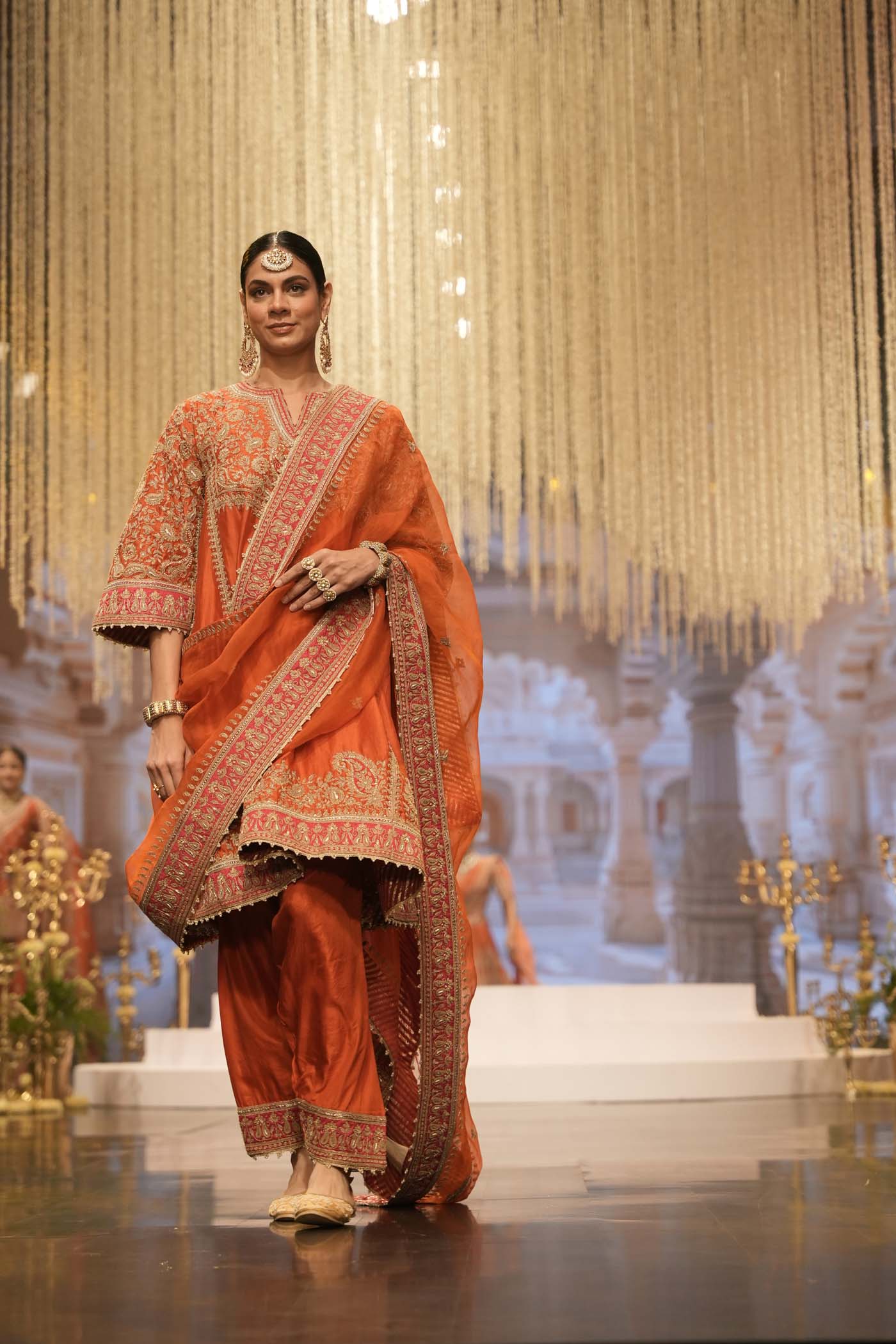 Irha - Burnt Orange Knee Length Kalidaar Chauga with Salwar (Lxrts) - Image 2