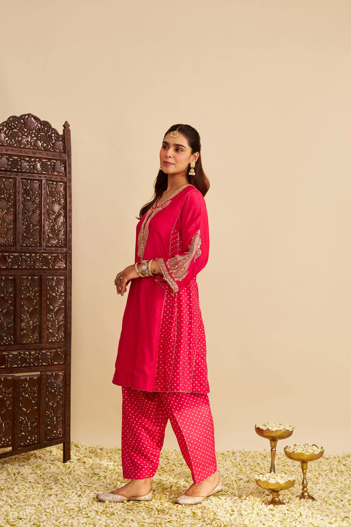 JERIAH - Rani Hotpink SHORT CHAUGA WITH SALWAR - Image 2