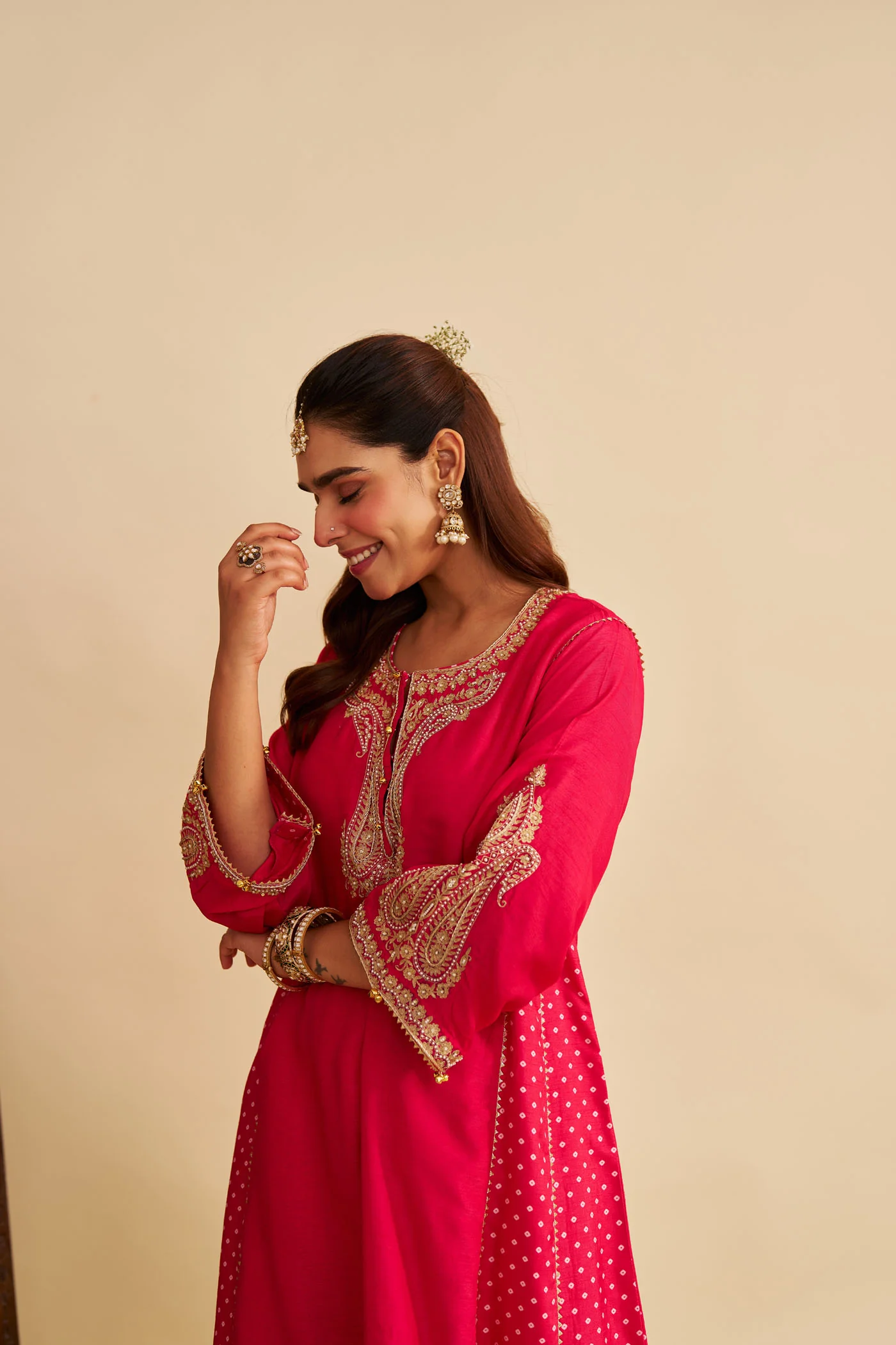 JERIAH - Rani Hotpink SHORT CHAUGA WITH SALWAR - Image 3