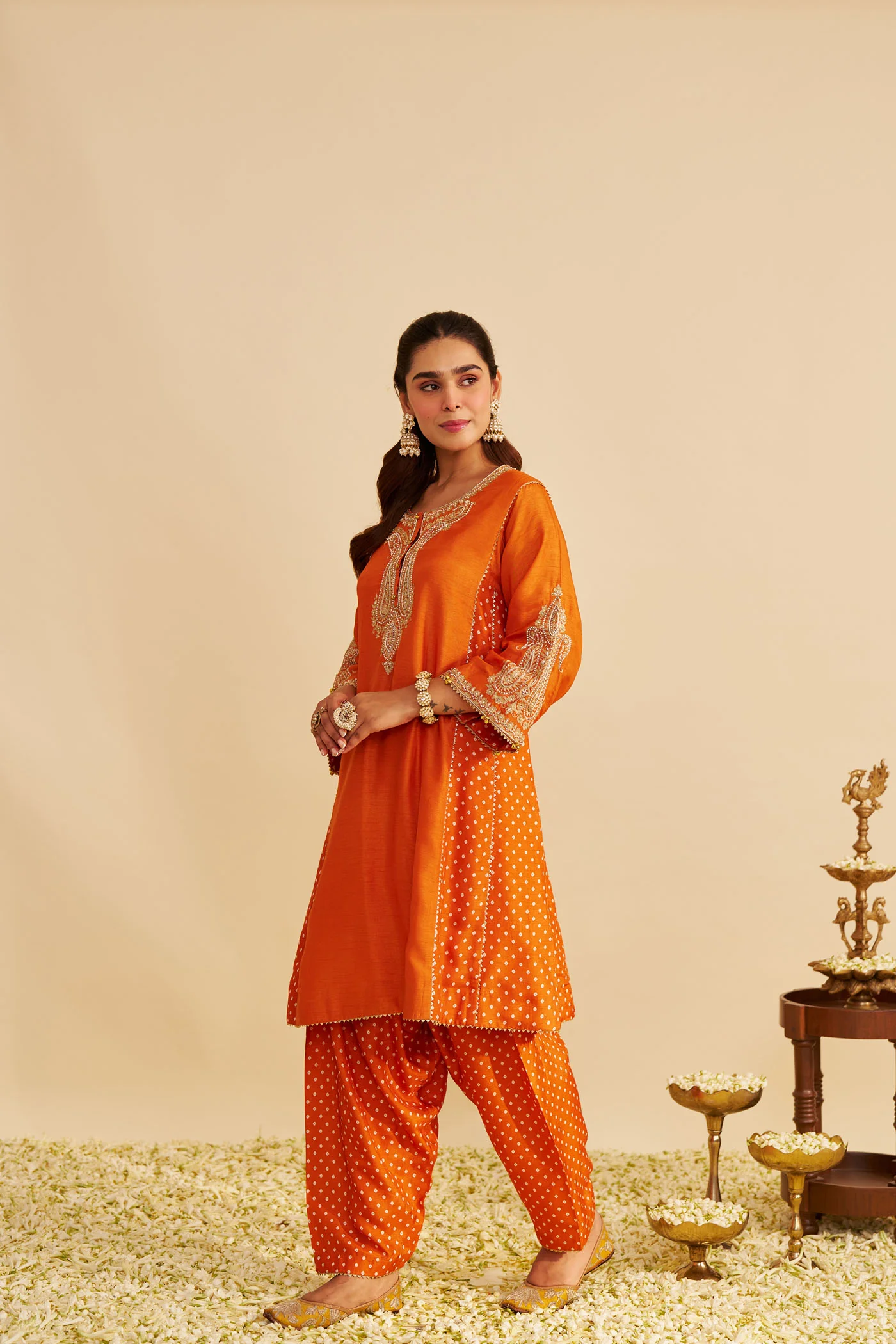 JERIAH - Orange SHORT CHAUGA WITH SALWAR - Image 4