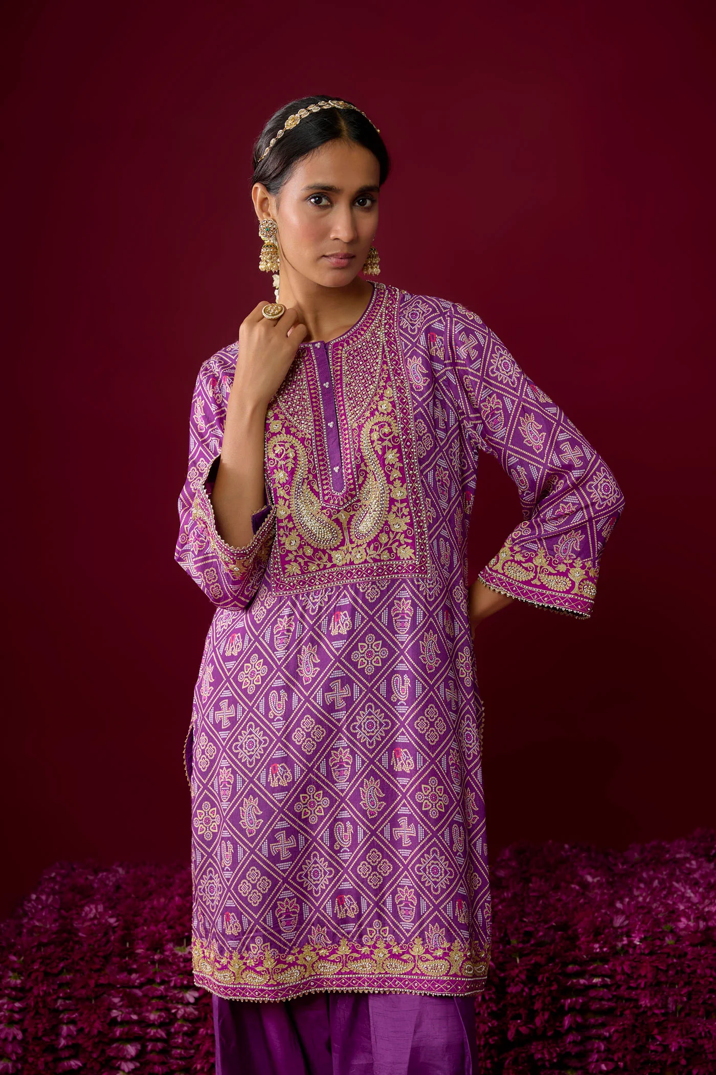 Jiana - Purple Short Kurta With Salwar (RTS) - Image 3