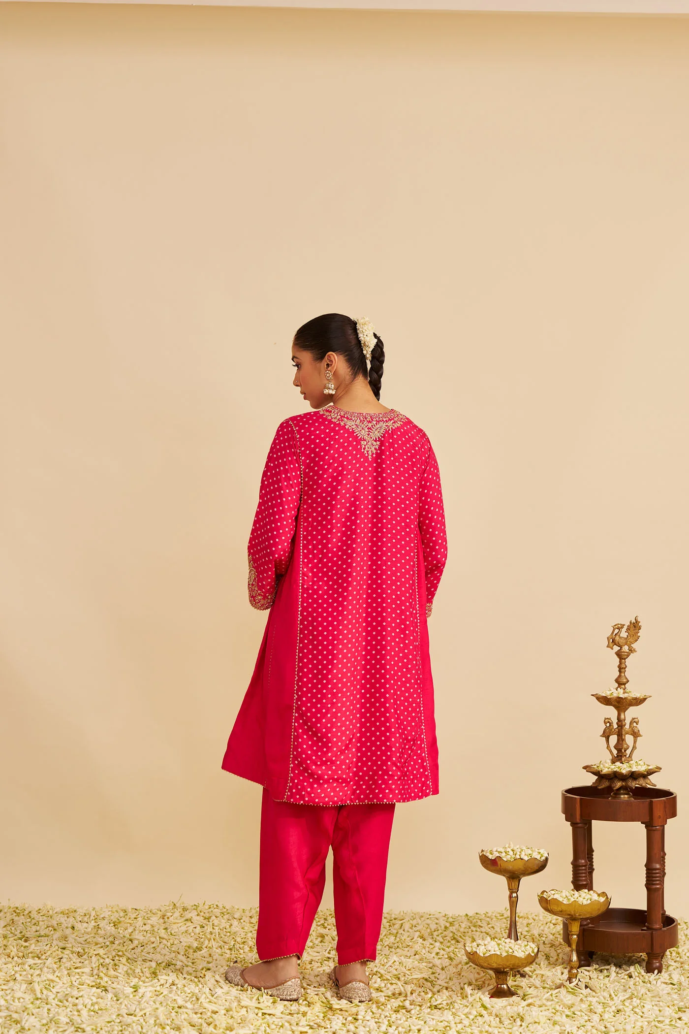 KAYRA - Rani Hotpink SHORT GATHERED CHAUGA WITH SALWAR - Image 5