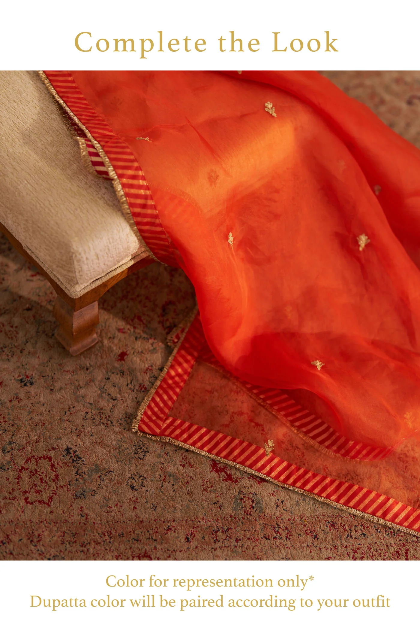KAYRA - Orange SHORT GATHERED CHAUGA WITH SALWAR - Image 8