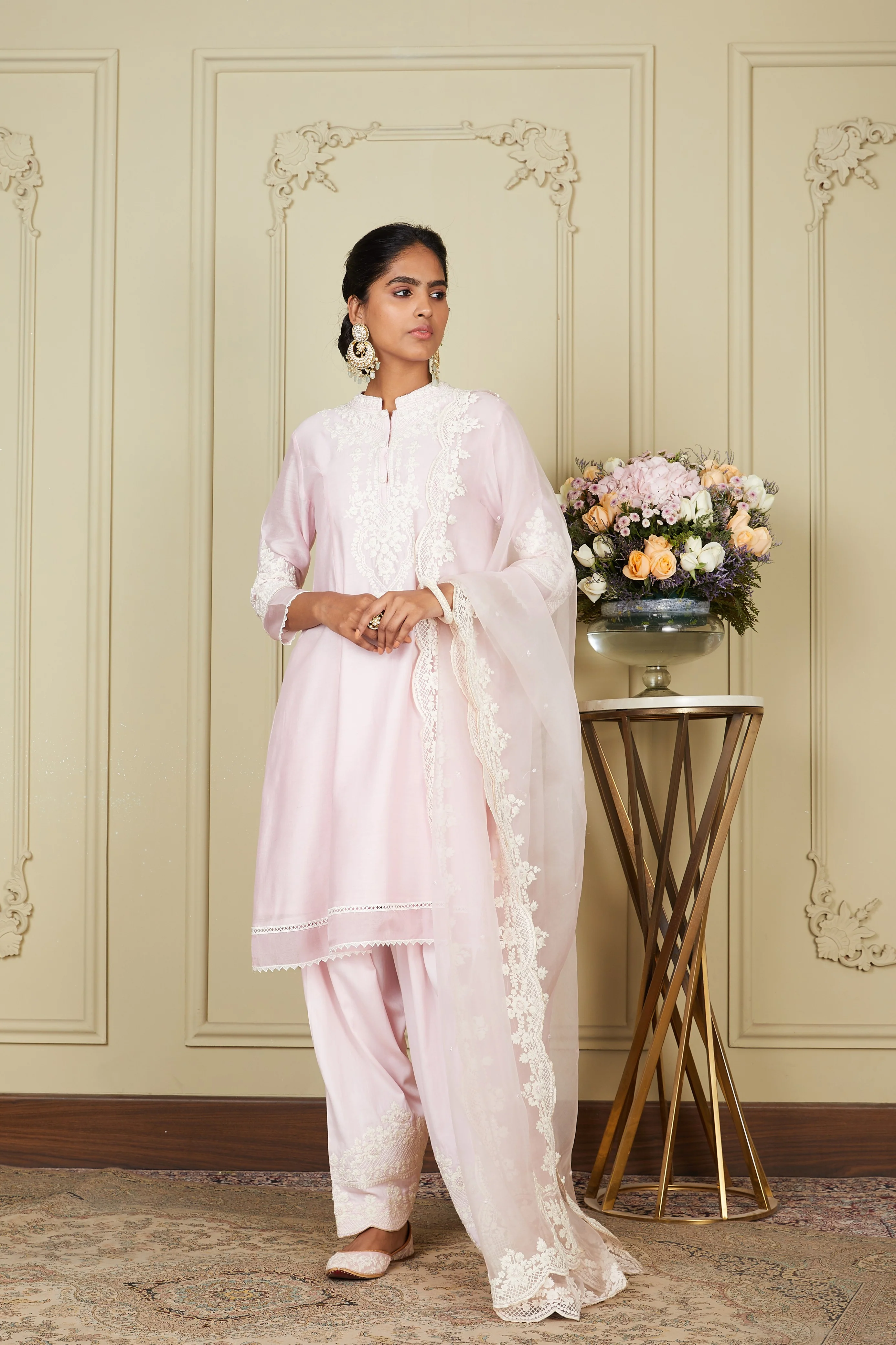 Ruzena - Pearl Blush Princess-cut short kurta with salwar and dupatta - Image 4