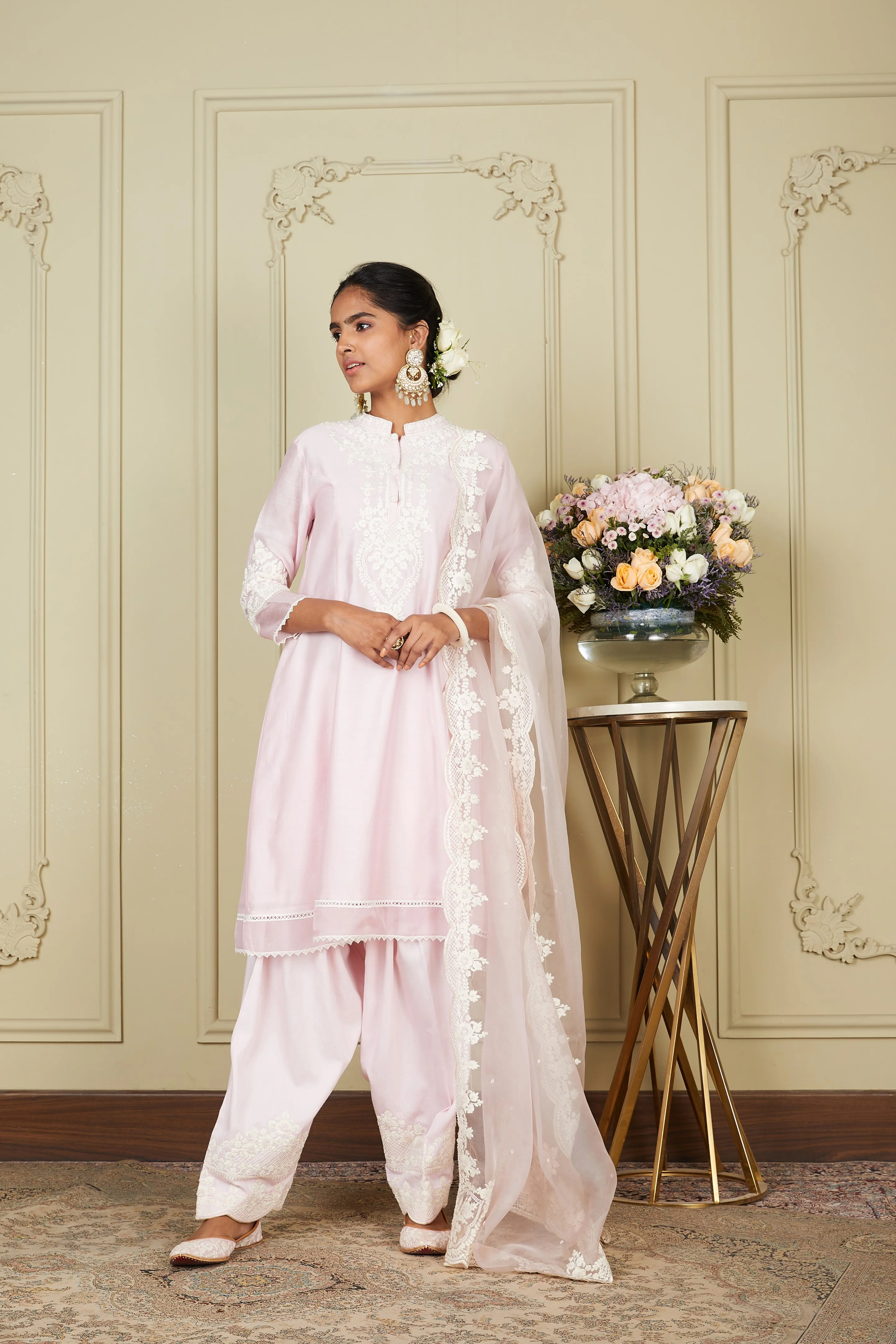 Ruzena - Pearl Blush Princess-cut short kurta with salwar and dupatta - Image 6
