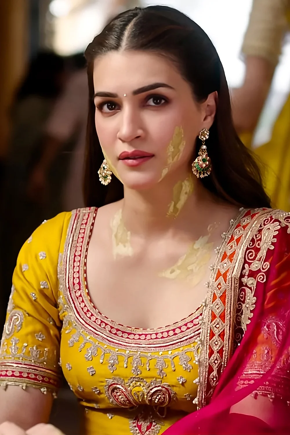 Kriti Sanon in  Mehan - Heirloom Mustard Short Kurta with Garara - Image 2