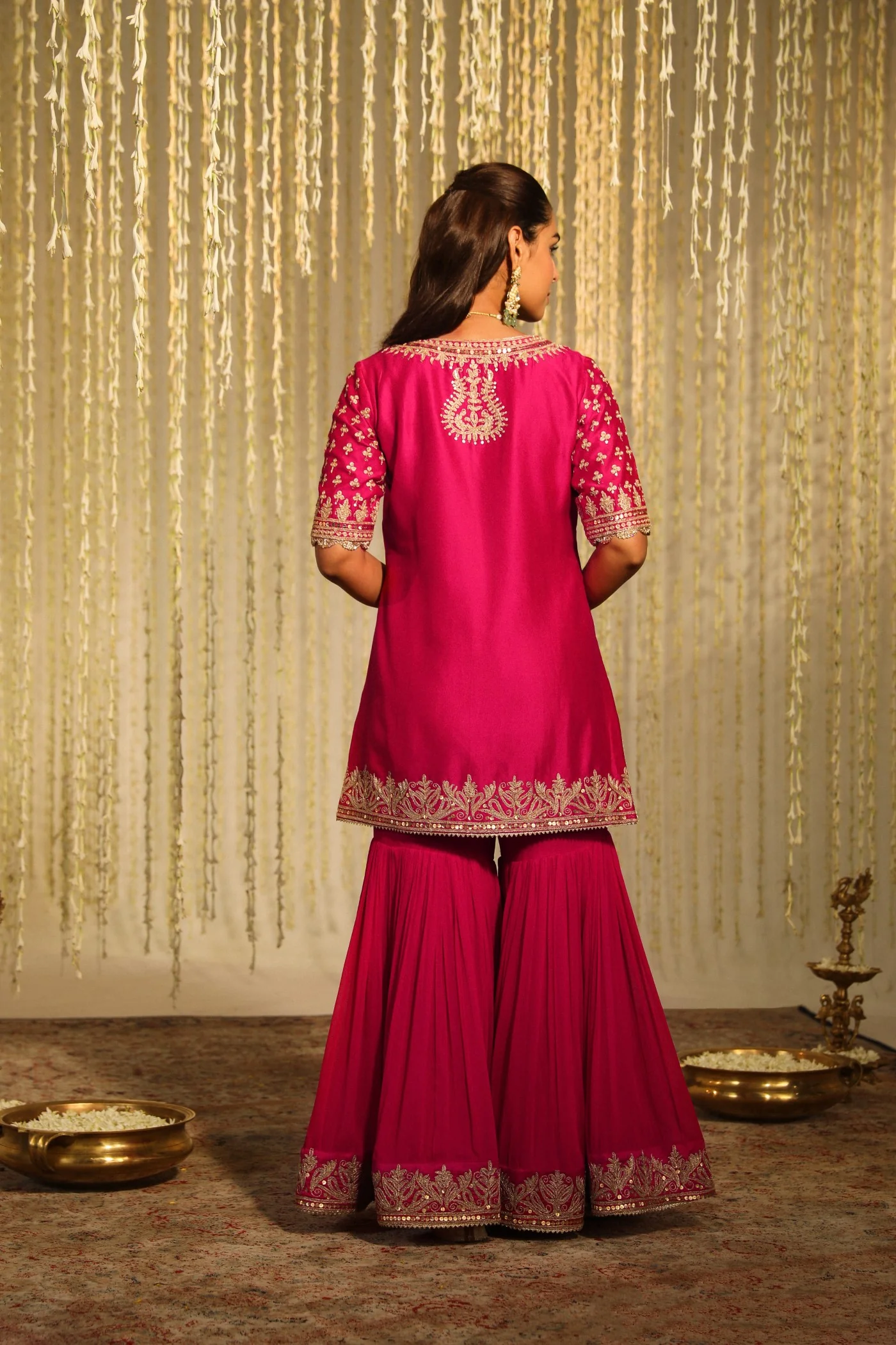Kulvir Kaur In AAIRA - Rani Hotpink SHORT KURTA WITH GARARA AND DUPATTA - Image 7