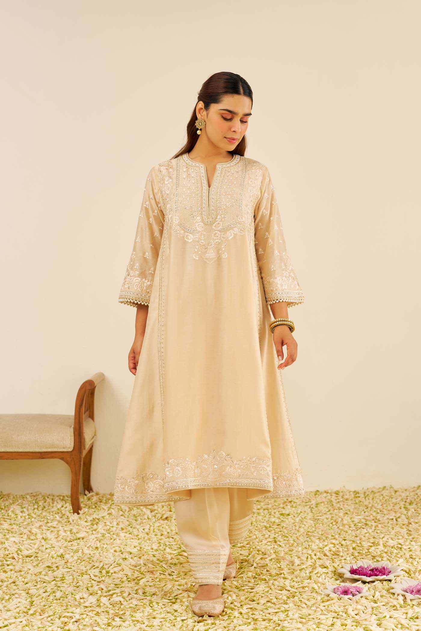MAAROOFA - Beige LONG CHAUGA WITH SALWAR (LXRTS) - Image 2