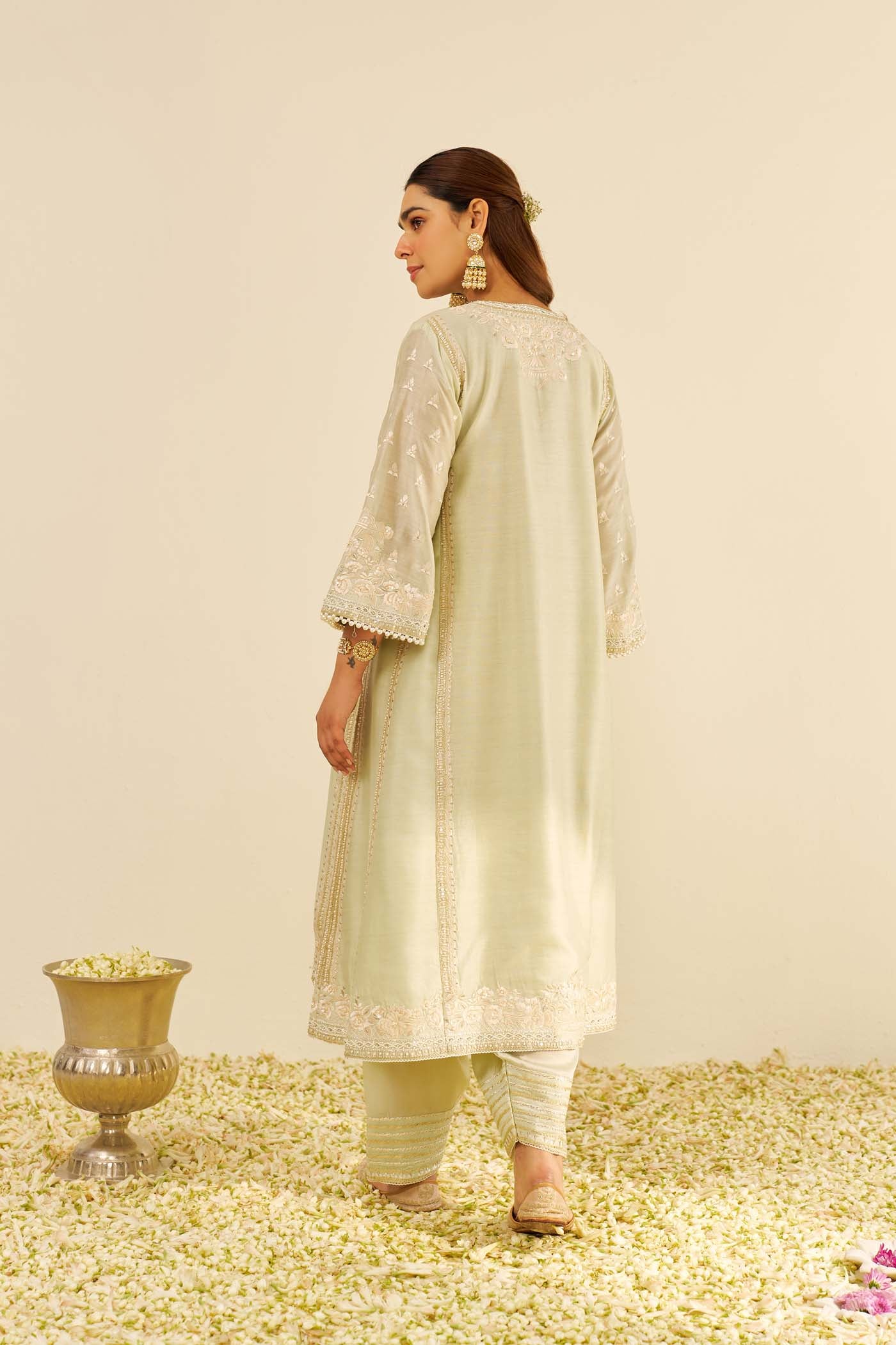 MAAROOFA - Mint Green LONG CHAUGA WITH SALWAR - Image 4