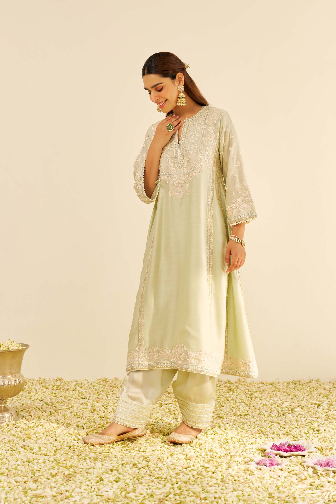 MAAROOFA - Mint Green LONG CHAUGA WITH SALWAR - Image 5