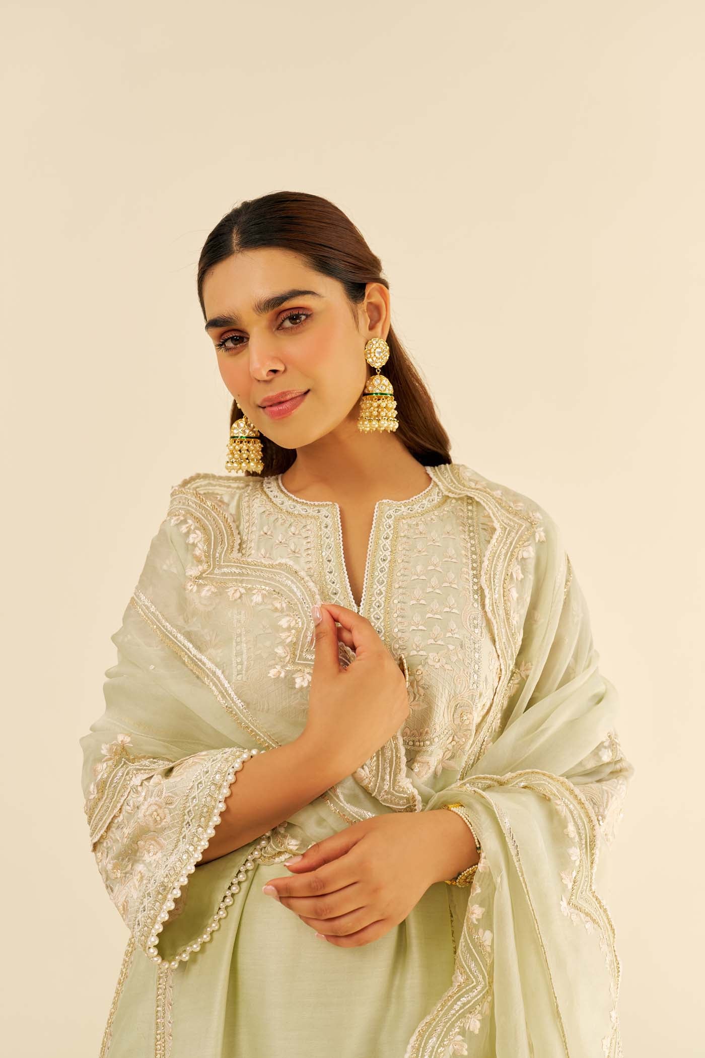 MAAROOFA - Mint Green LONG CHAUGA WITH SALWAR - Image 6