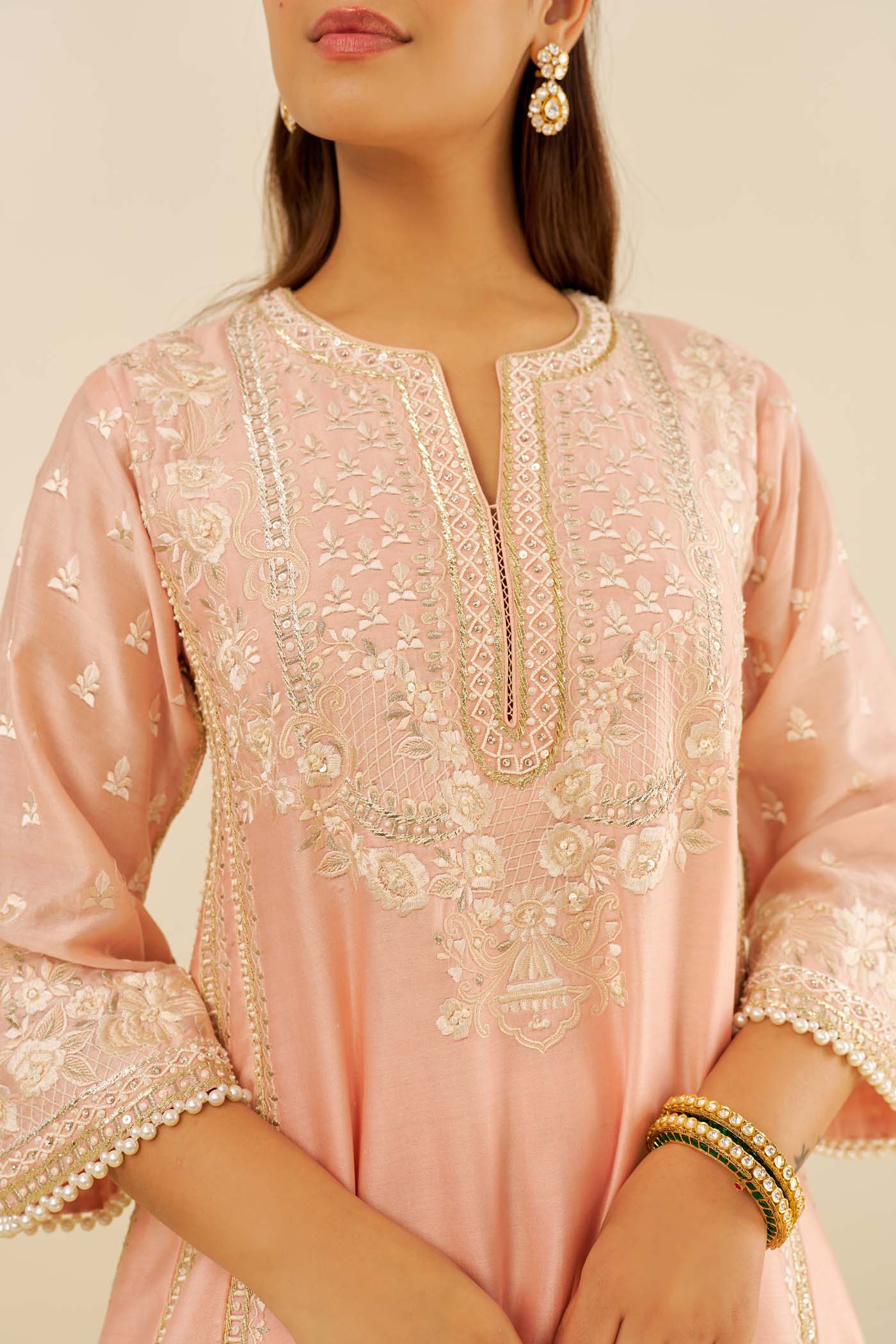 MAAROOFA - Off Rose LONG CHAUGA WITH SALWAR (LXRTS) - Image 5
