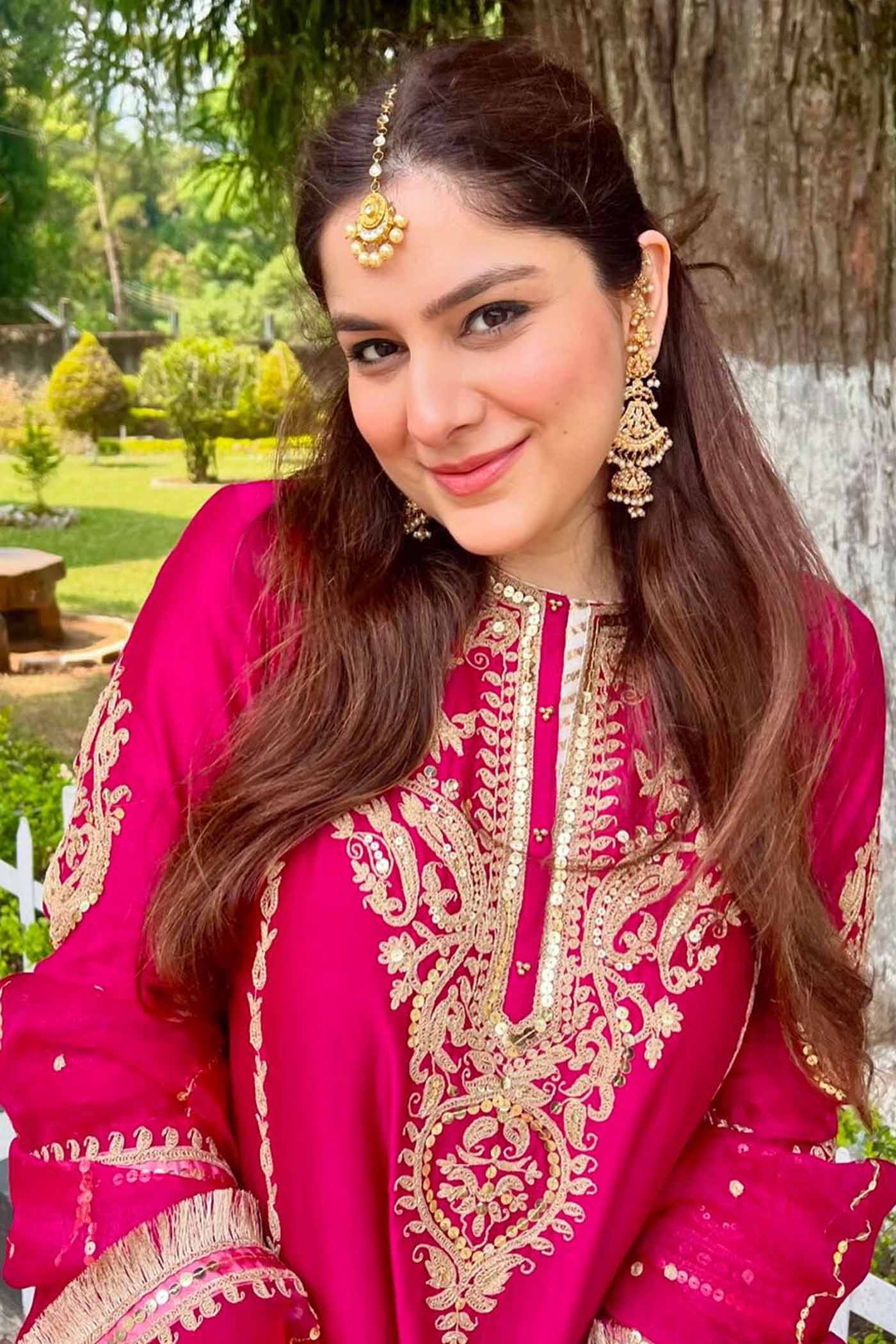 Guntas Sethi In MAHIKA - Rani Hotpink LONG KURTA WITH PALAZZO AND DUPATTA - Image 5