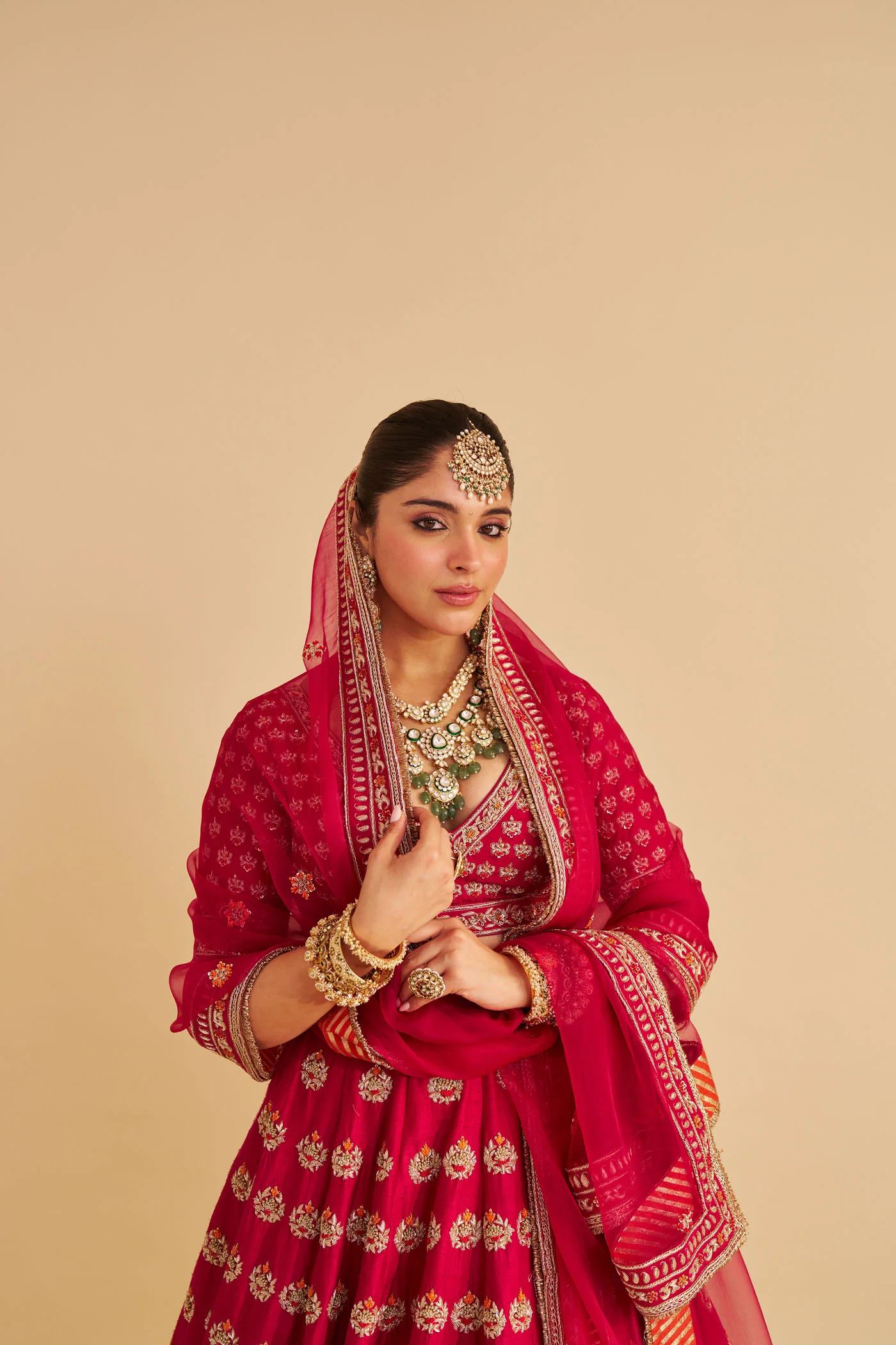 Maira - Dabka Zardozi Embroidered Raw Silk Rani Hotpink Bridal Lehenga Set - Image 8
