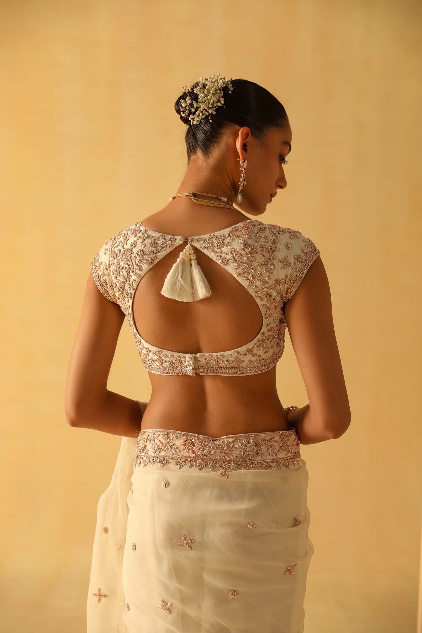 Maliha - Daisy Ivory Saree Set - Image 4
