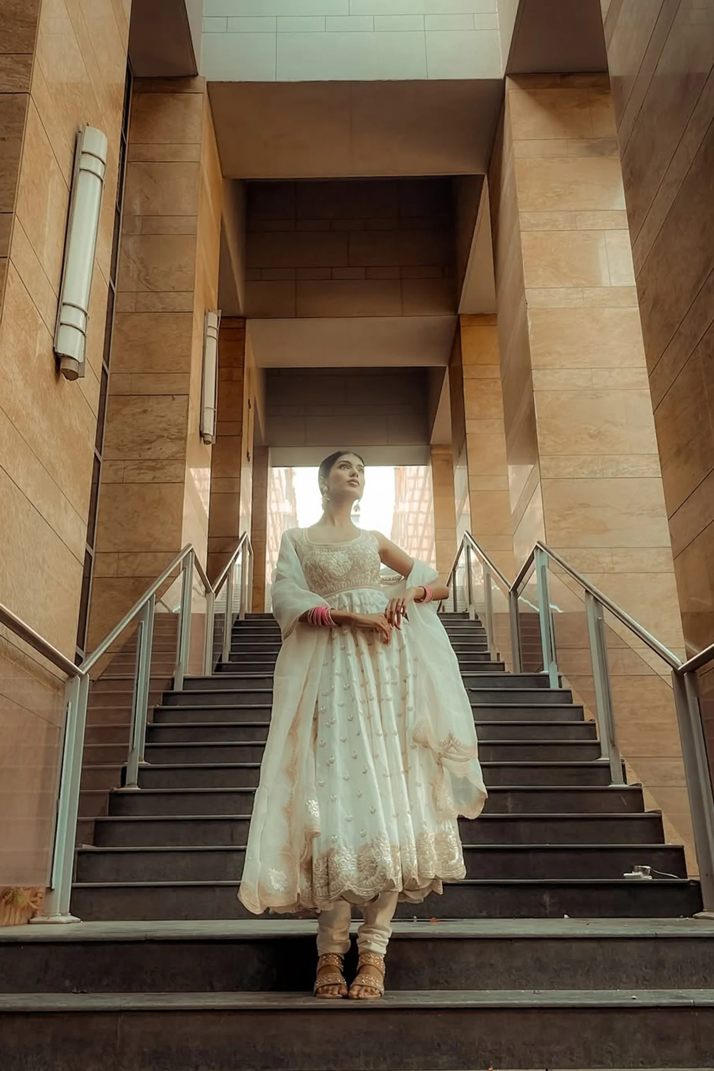 Mansi Ugale In Wafiya - Daisy Ivory Ankle Length Anarkali with Chooridaar and Dupatta - Image 3