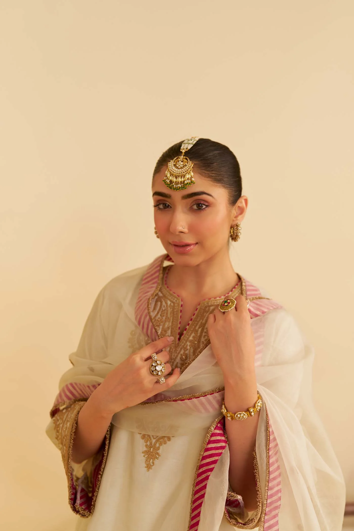 MARWA - DAISY IVORY SHORT CHAUGA WITH SALWAR - Image 5