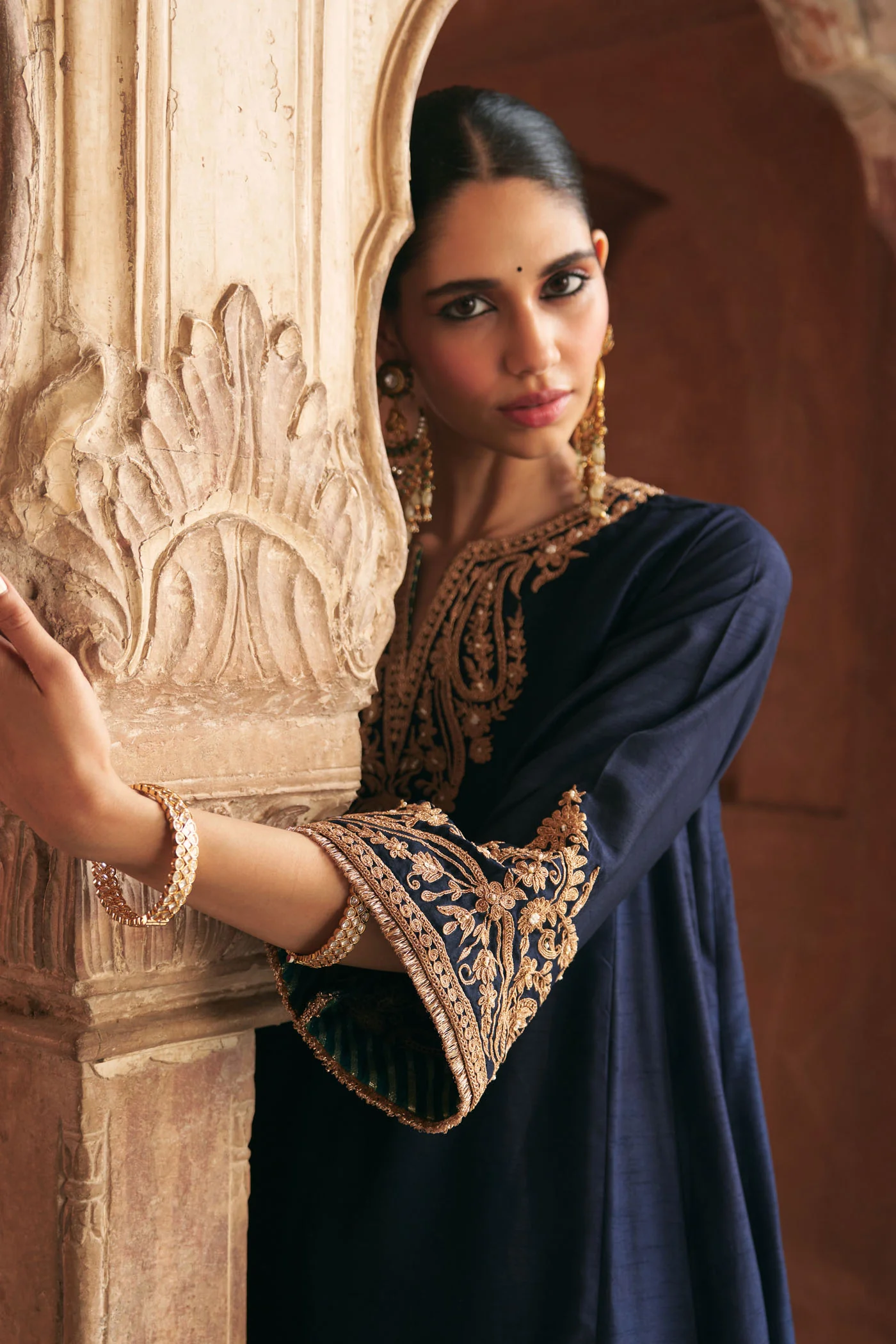 MARWA - DEEP BLUE SHORT CHAUGA WITH SALWAR - Image 4