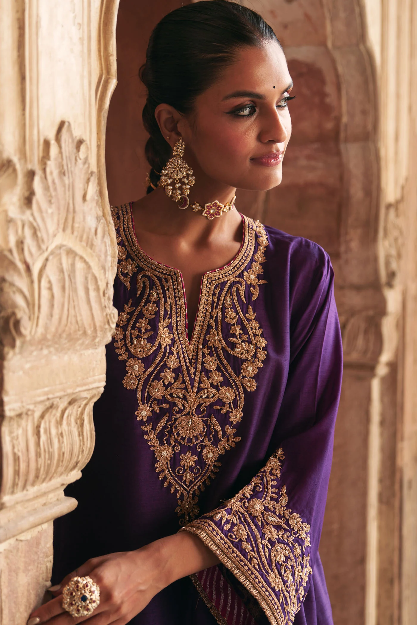 MARWA - DEEP PURPLE SHORT CHAUGA WITH SALWAR (LXRTS) - Image 5