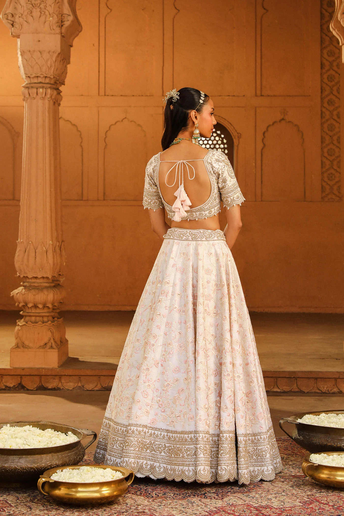 Maryam - Daisy Ivory Lehenga Set with Dupatta - Image 6