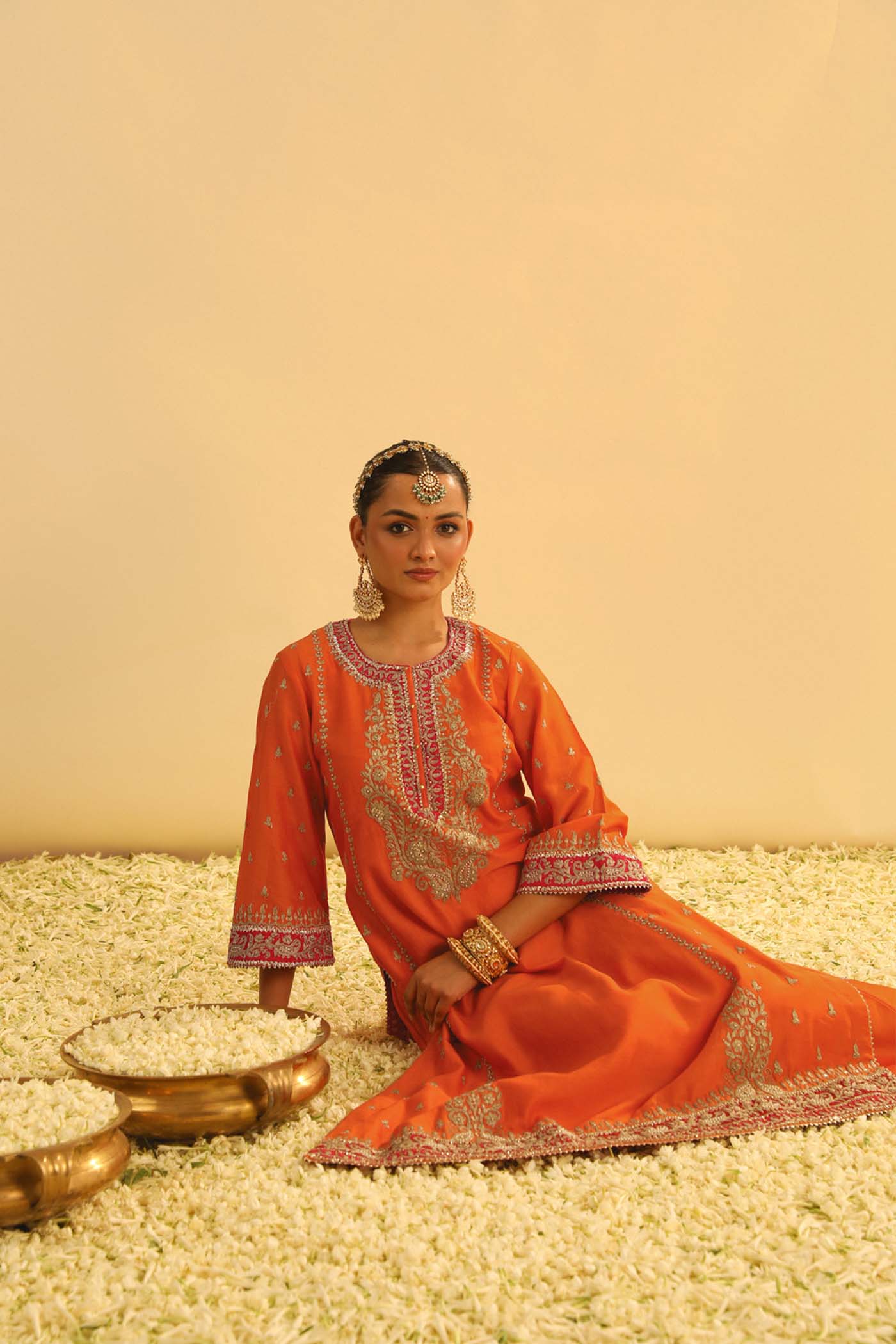 Mayra - Orange Long Kurta with Palazzo & Dupatta - Image 7