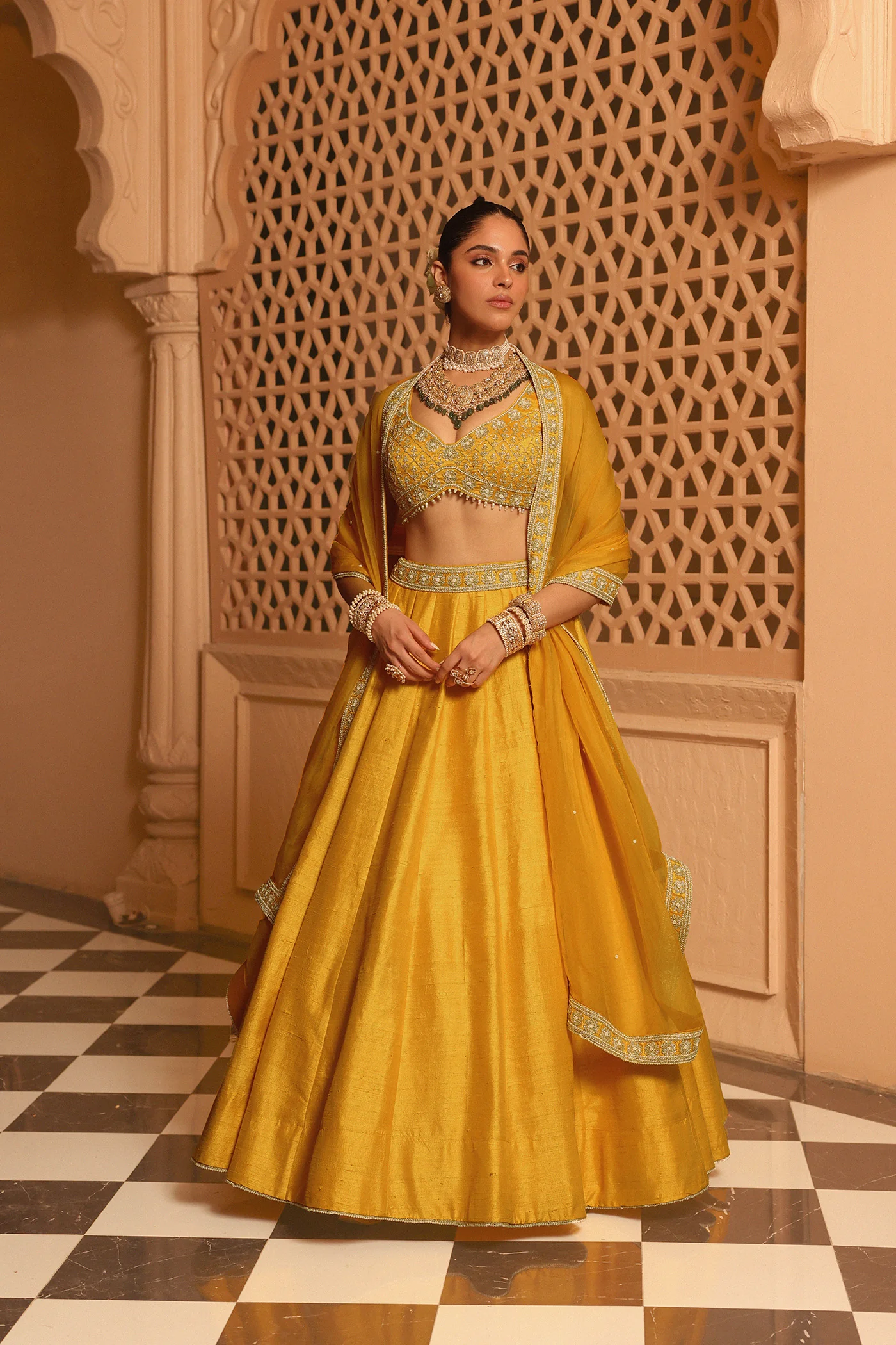 Mazhum - Heirloom Mustard Lehenga with Blouse and Dupatta - Image 2