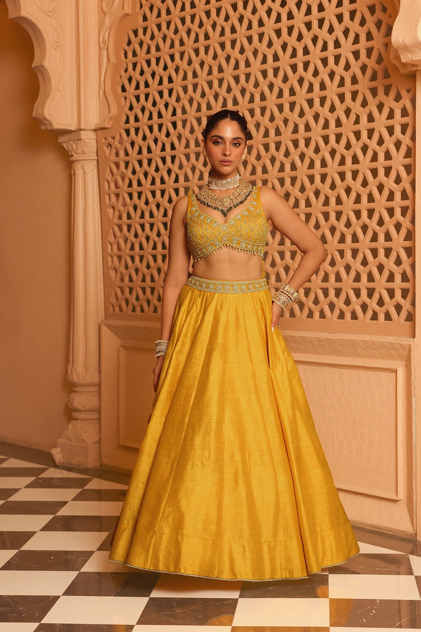Mazhum - Heirloom Mustard Lehenga with Blouse and Dupatta - Image 3