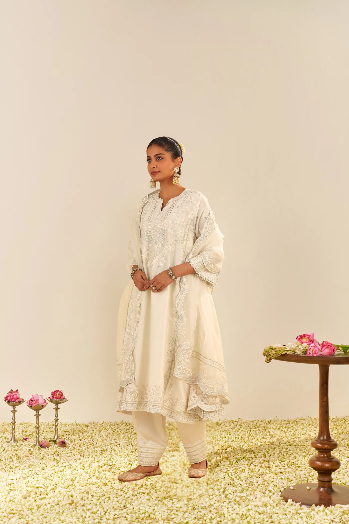 Maziya - Daisy Ivory Long Chauga With Salwar - Image 5
