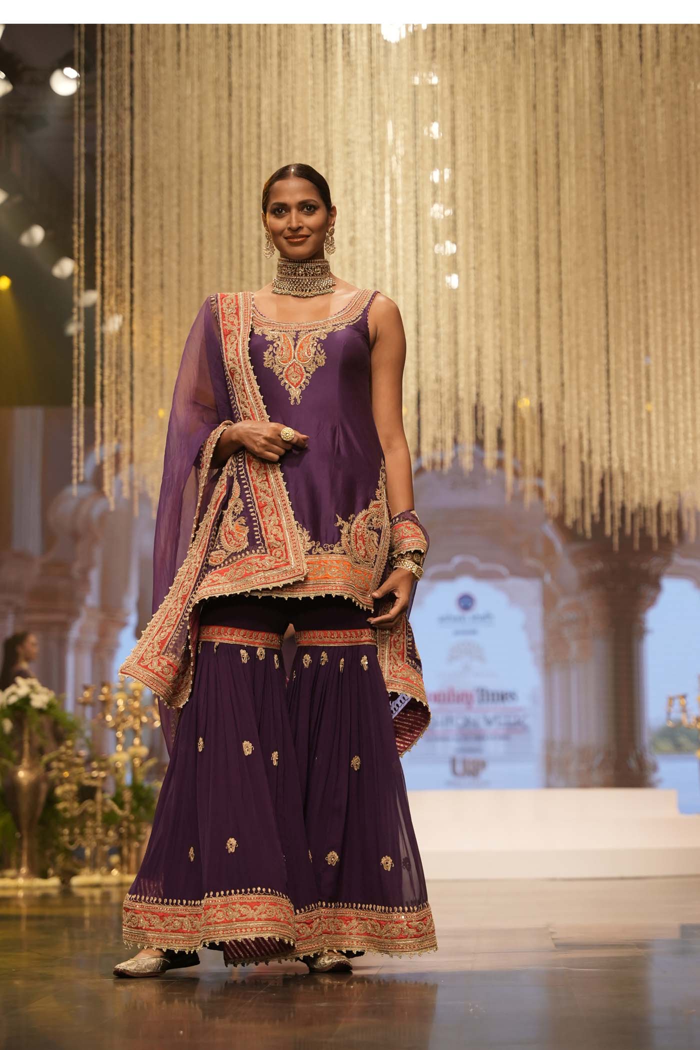 Maziyah - Deep Purple Short Kurta with Garara - Image 2