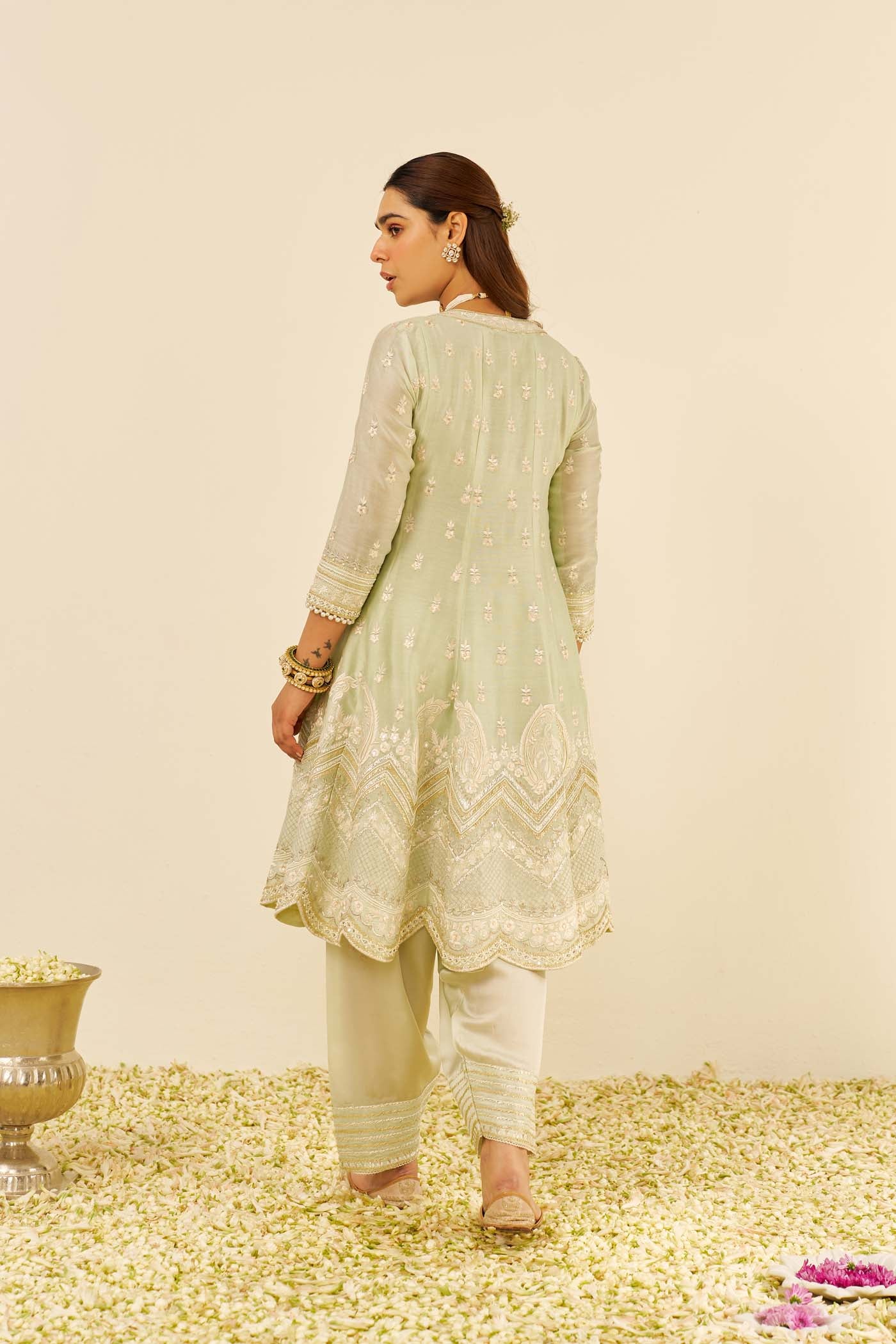 MEERAM - Mint Green SHORT ANARKALI WITH SALWAR - Image 3