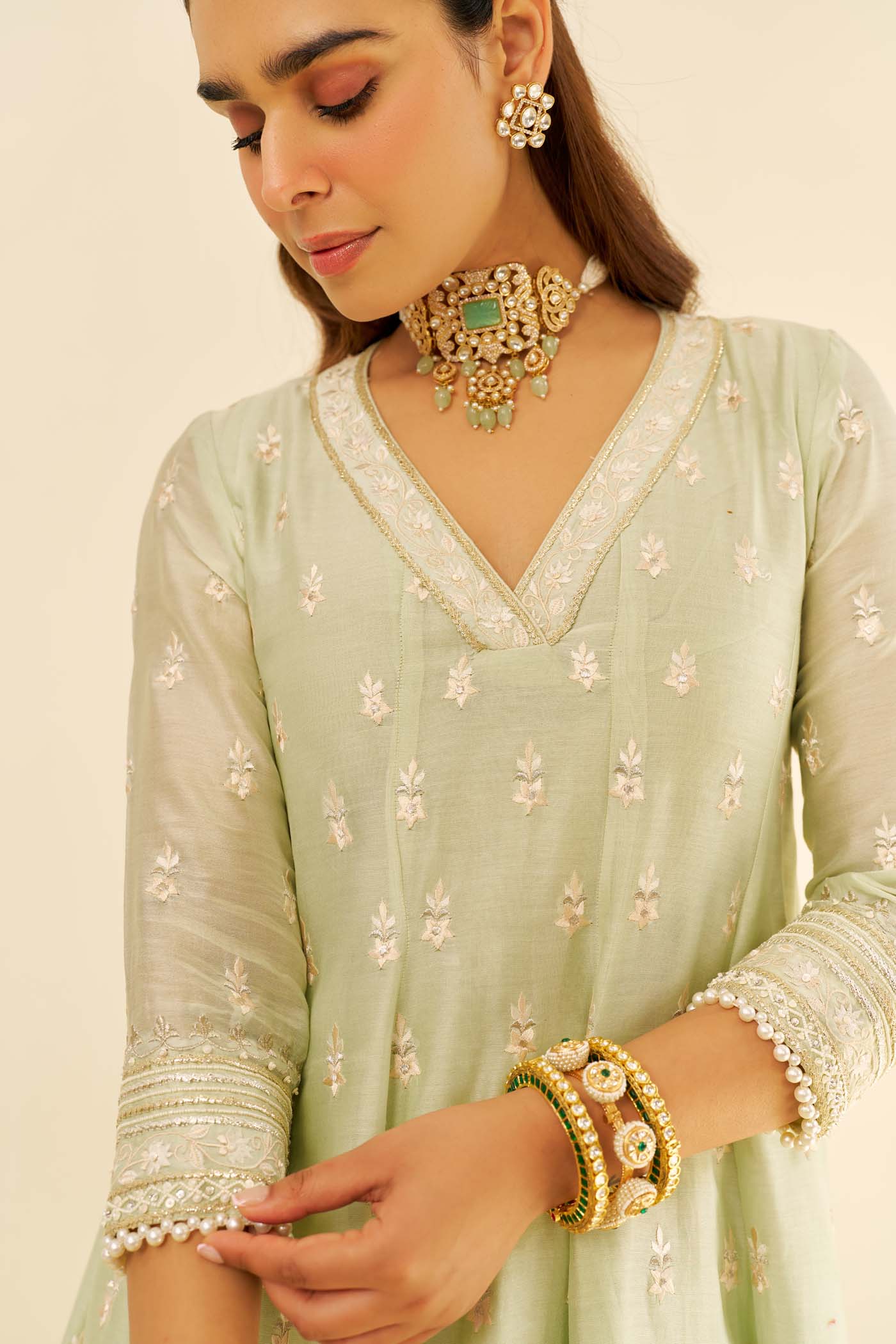 MEERAM - Mint Green SHORT ANARKALI WITH SALWAR - Image 6