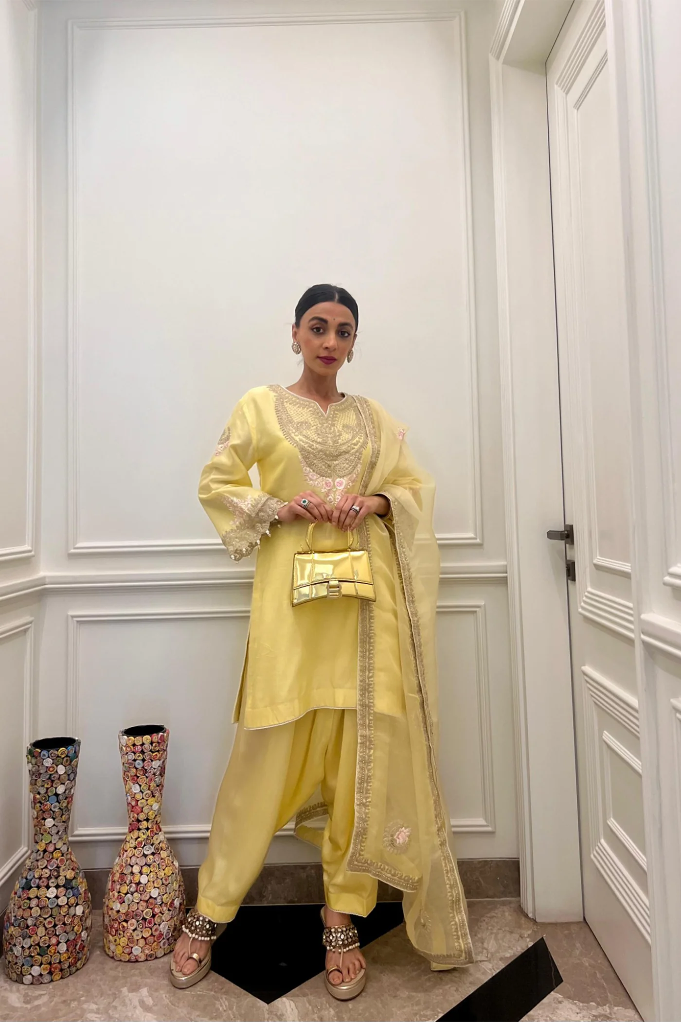 Mehak Jain in Ashira Lemon Yellow- Kurta , Salwar - Image 3