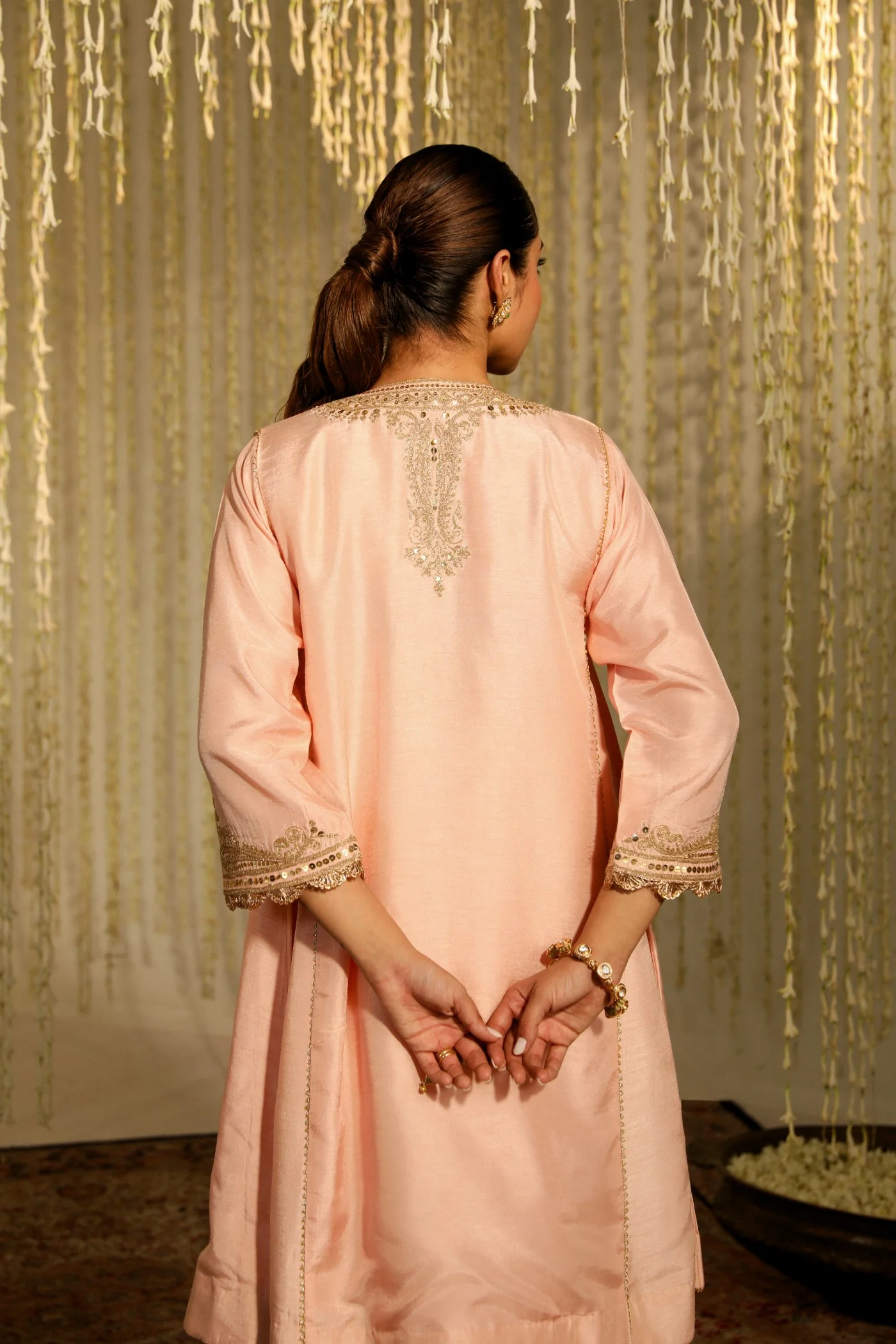 MEHNAAZ - ROSEPINK KALIDAAR SHORT KURTA WITH SALWAR - Image 3