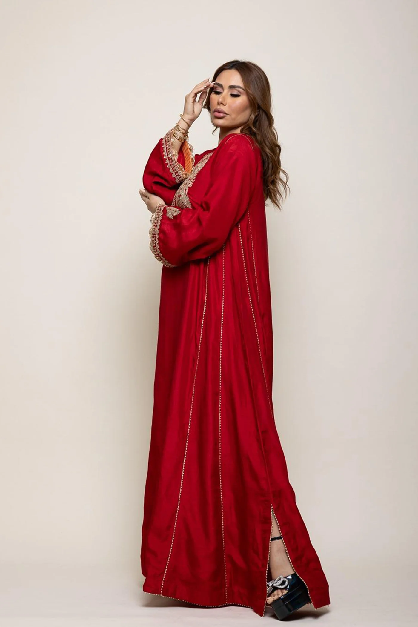 Mehreen - Deep Red Abaya - Image 2