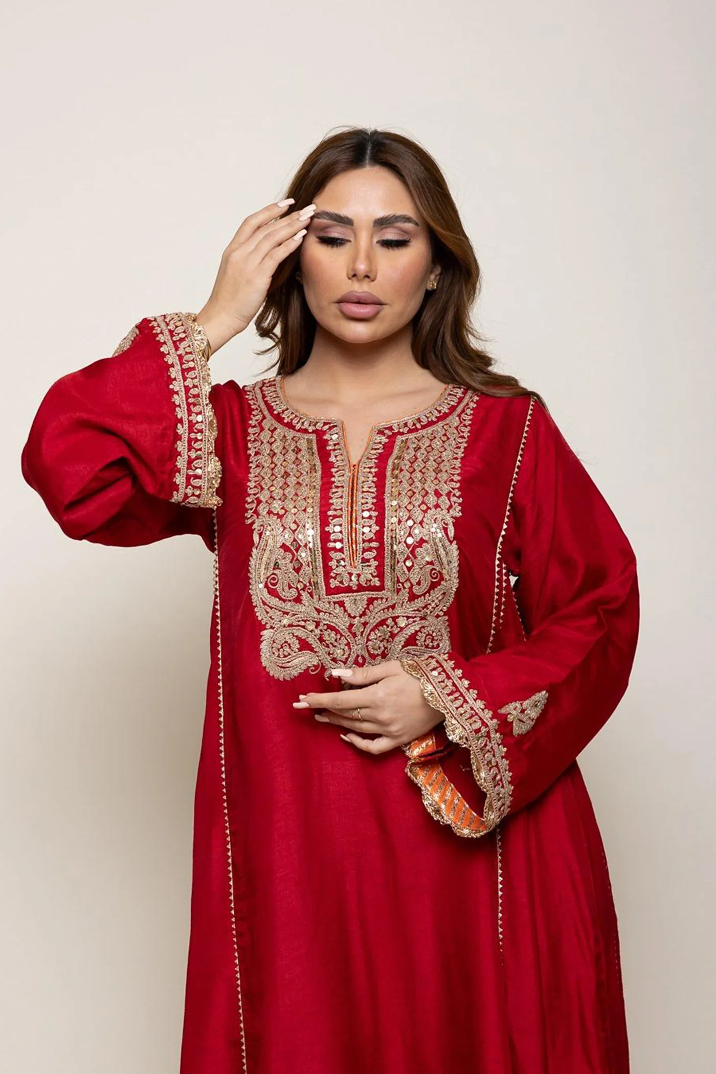 Mehreen - Deep Red Abaya - Image 3