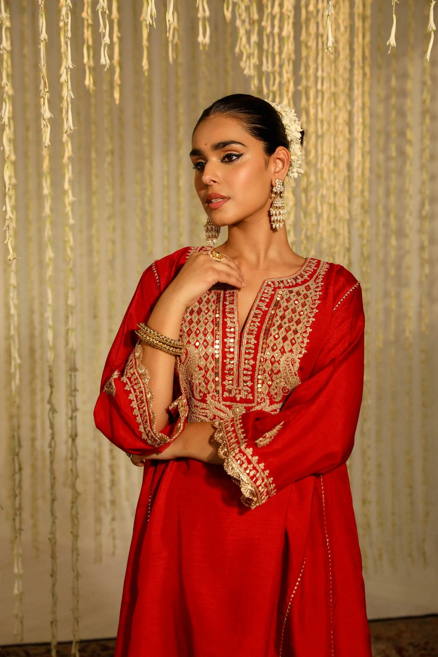 MEHREEN - DEEP RED SHORT CHOGA WITH SALWAR (LXRTS) - Image 3