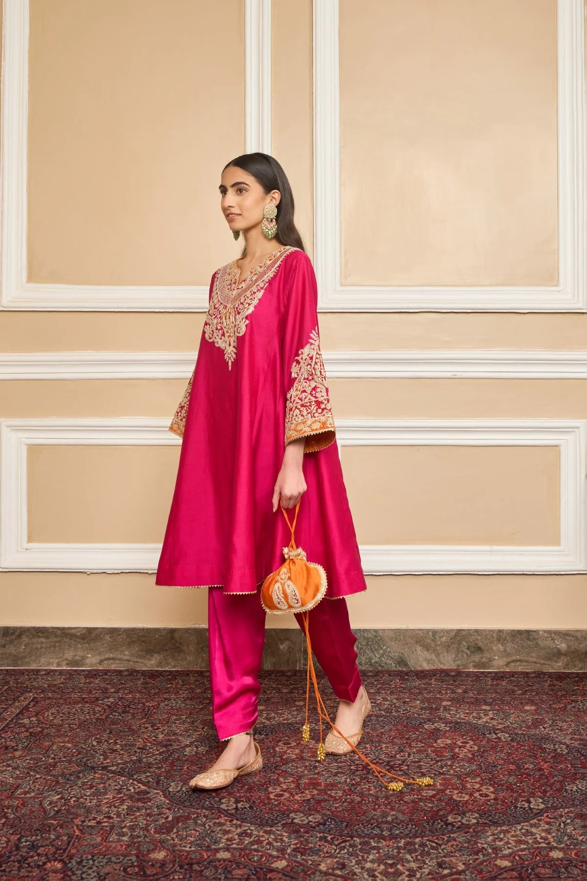 MEHRISH - Rani Hotpink SHORT KALIDAAR CHOGA WITH SALWAR (LXRTS) - Image 3