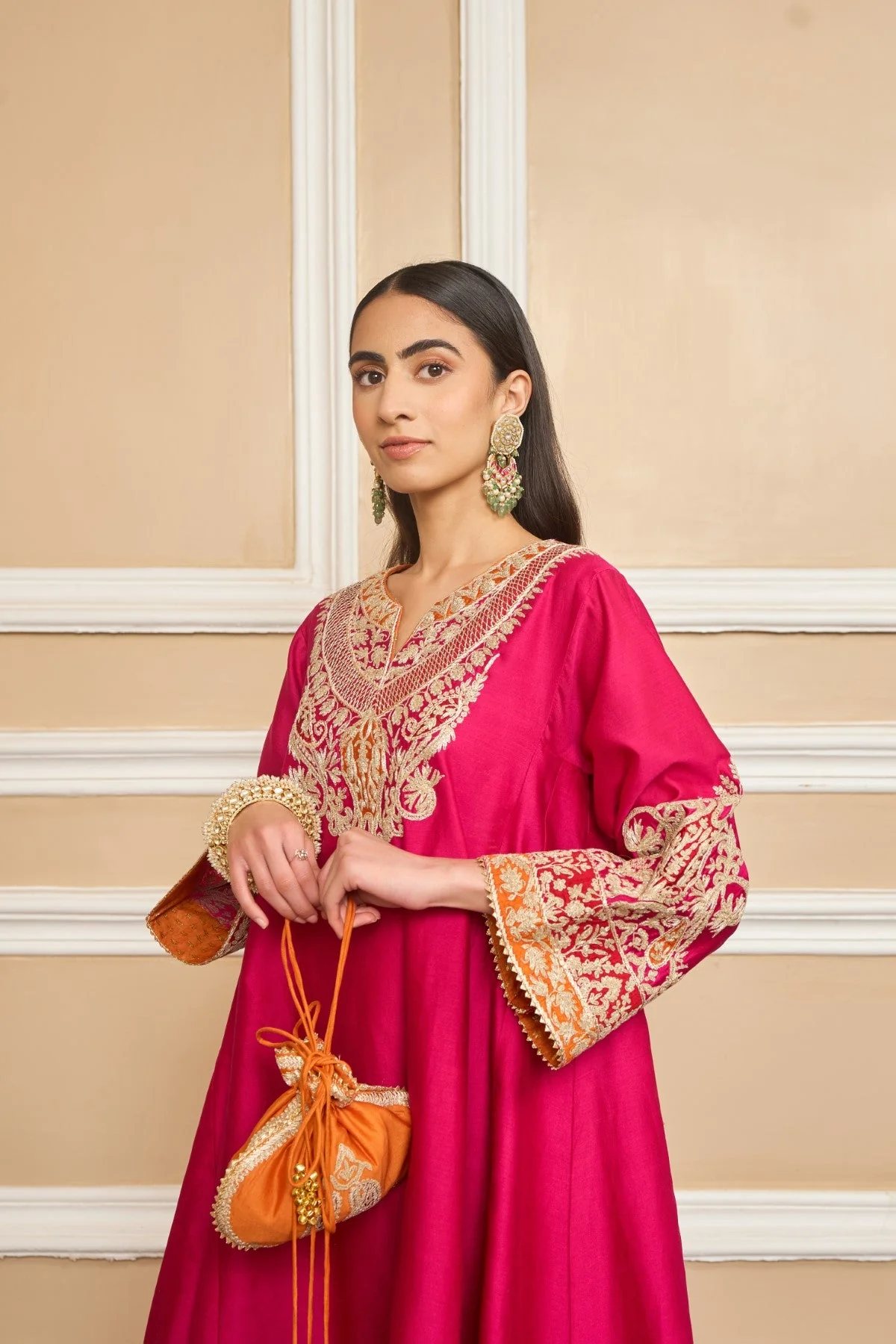 MEHRISH - Rani Hotpink SHORT KALIDAAR CHOGA WITH SALWAR (LXRTS) - Image 4