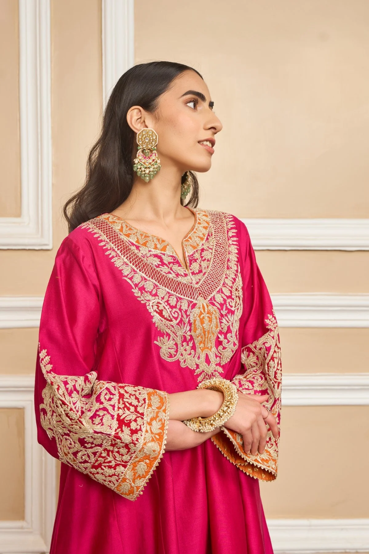 MEHRISH - Rani Hotpink SHORT KALIDAAR CHOGA WITH SALWAR (LXRTS) - Image 5