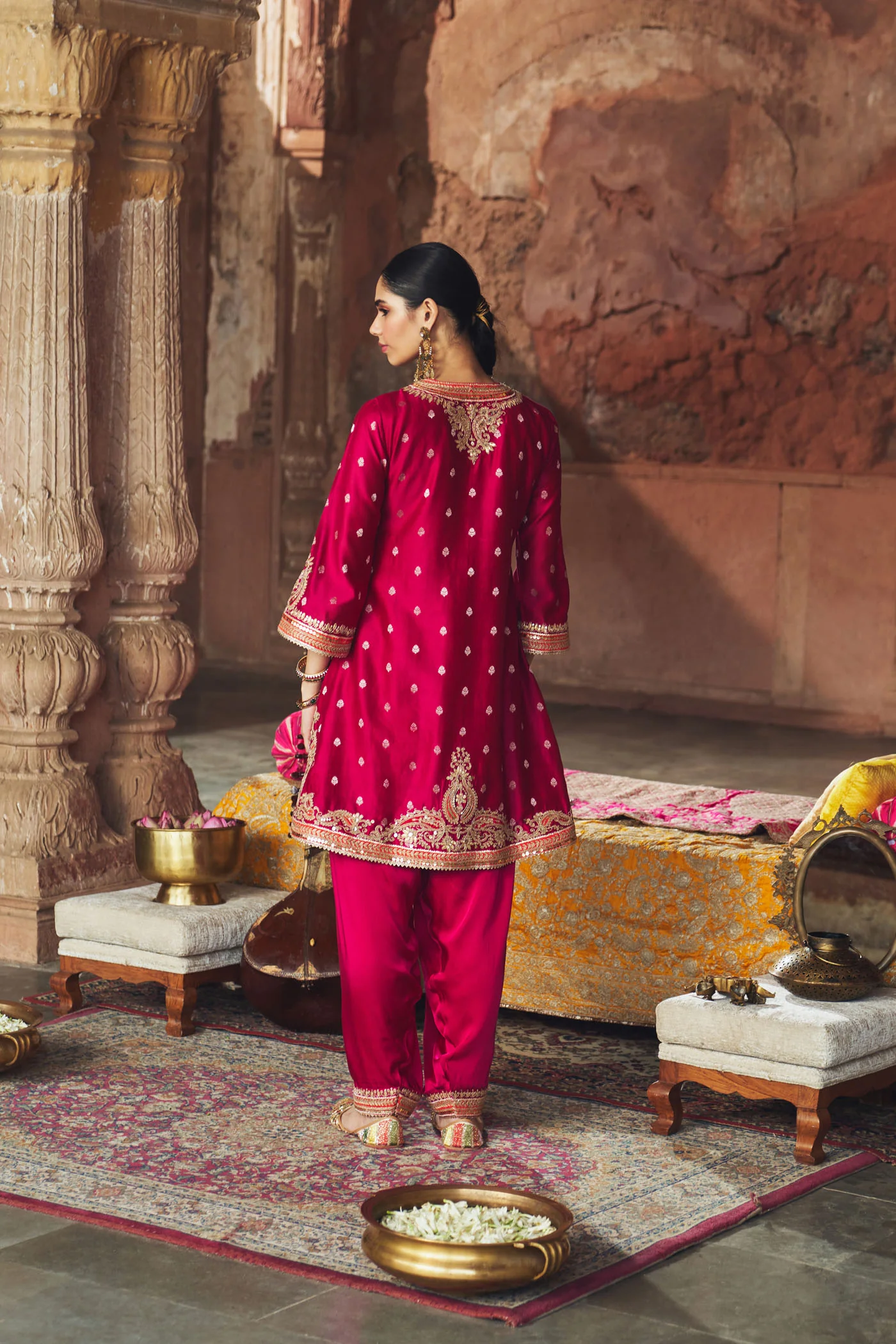 MEHWISH - Rani Hotpink SHORT KURTA WITH SALWAR AND DUPATTA - Image 7