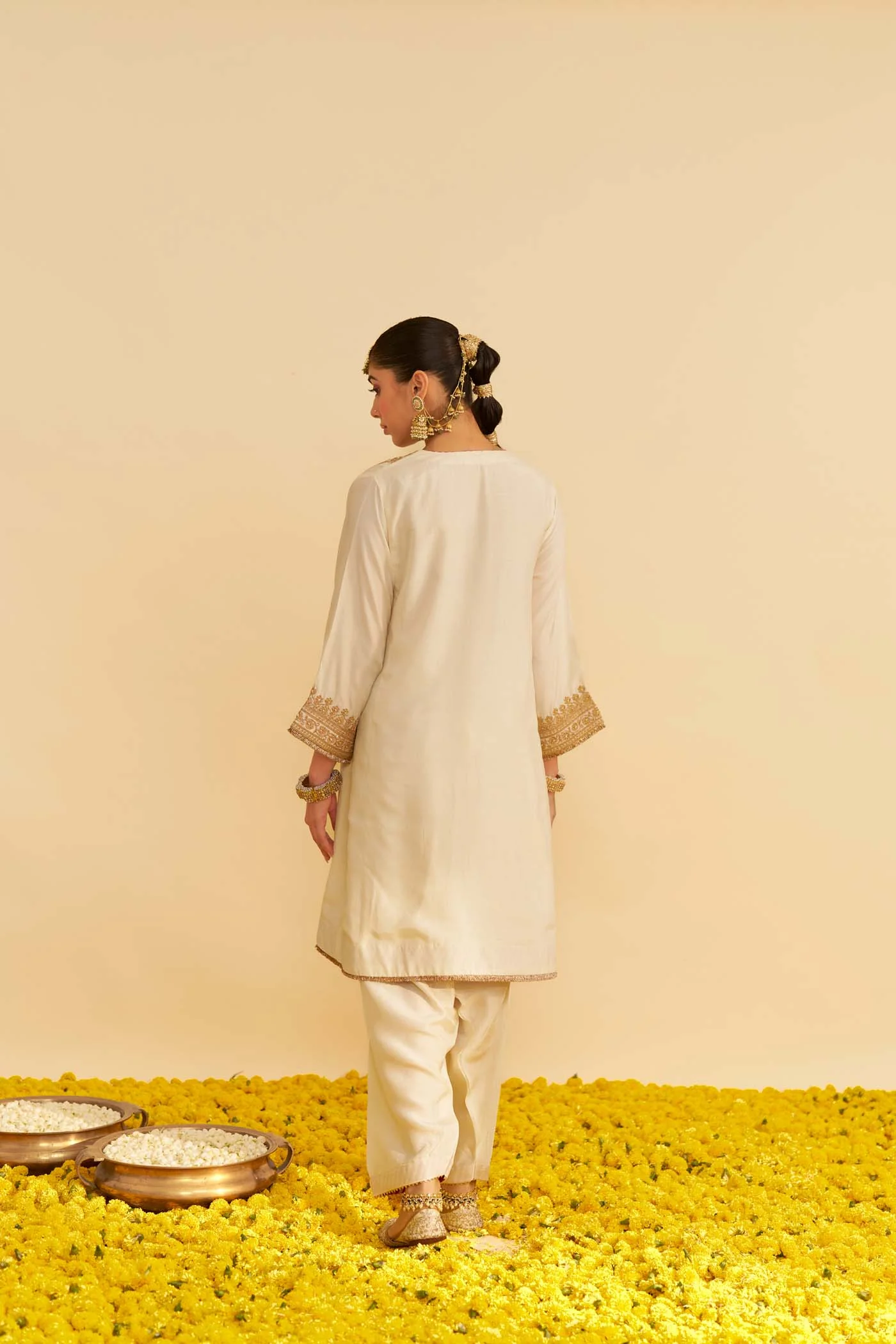 MEHZA - DAISY IVORY SHORT CHAUGA WITH SALWAR - Image 6