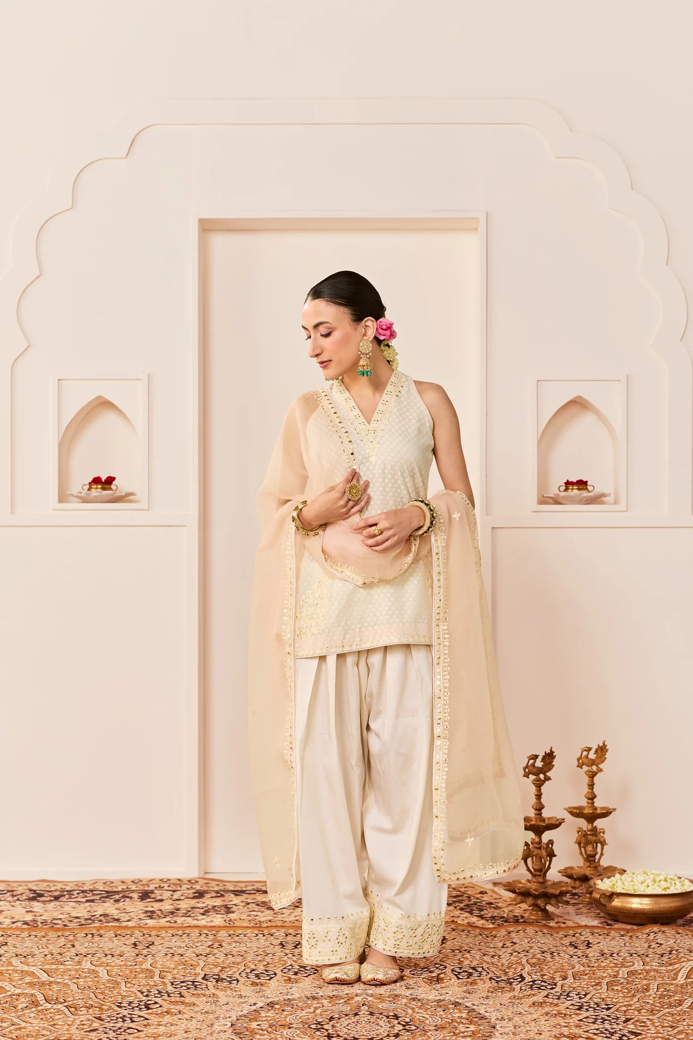 Miral - Daisy Ivory Short Kurta With Farsi Salwar - Image 3