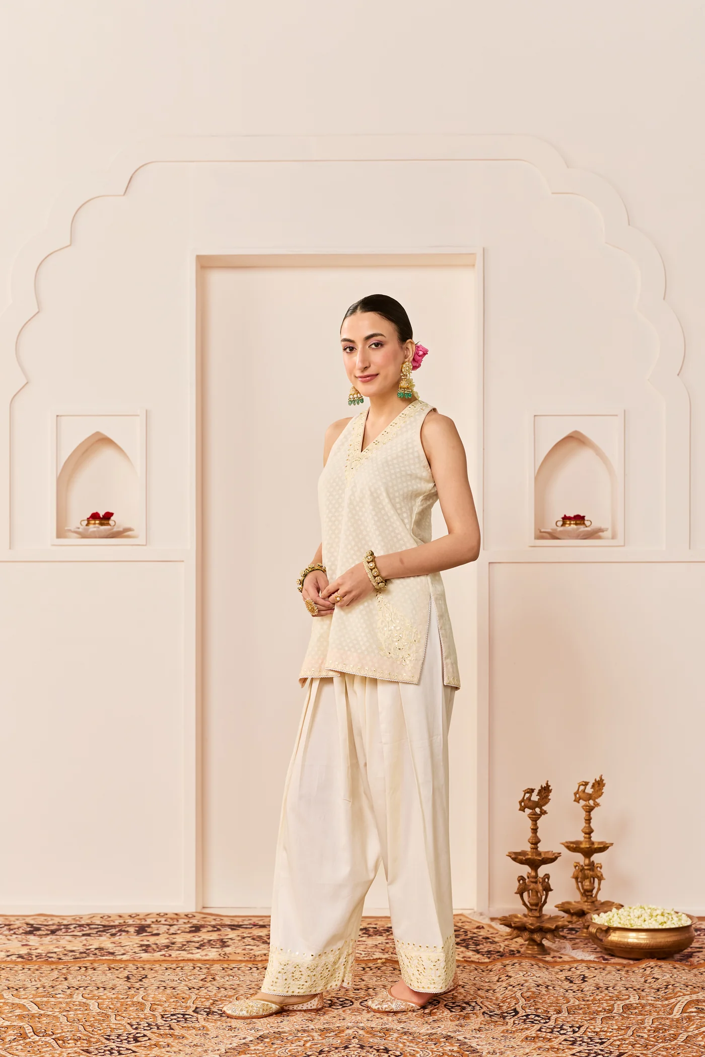 Miral - Daisy Ivory Short Kurta With Farsi Salwar - Image 4