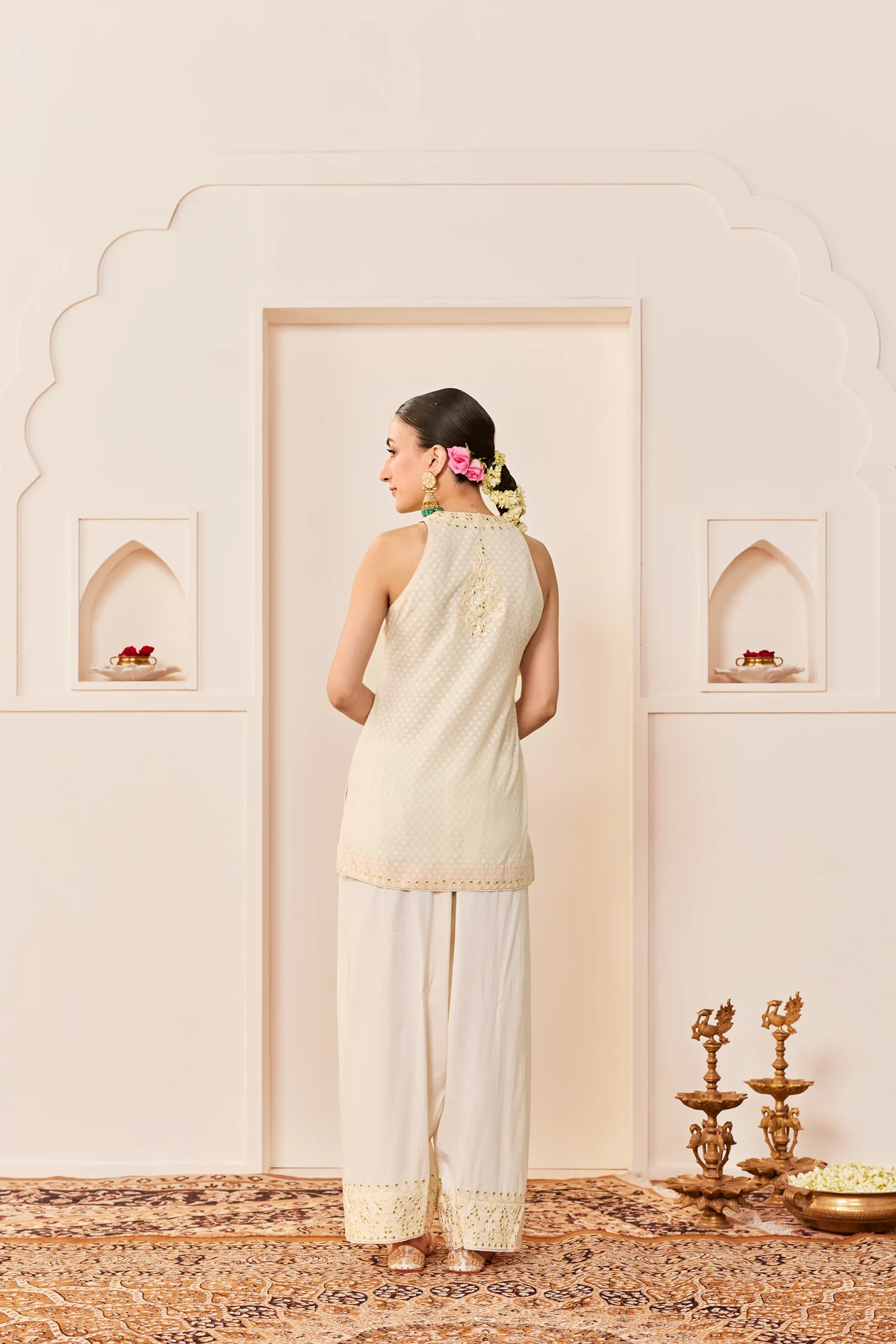 Miral - Daisy Ivory Short Kurta With Farsi Salwar - Image 6