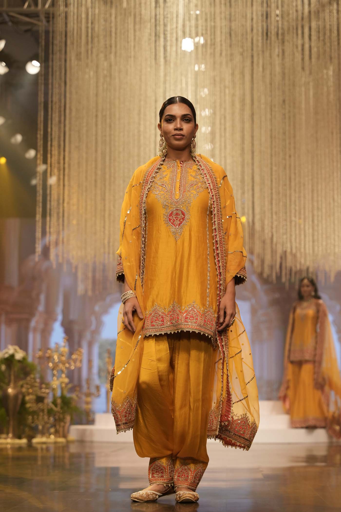 Mirha - Mustard Short Straight Kurta with Salwar (Lxrts) - Image 3