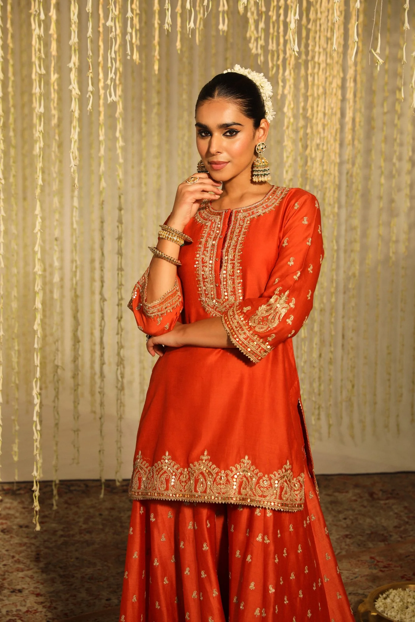 Devika Vinayek In MISHIKA - BURNT ORANGE KURTA WITH SHARARA AND DUPATTA - Image 9