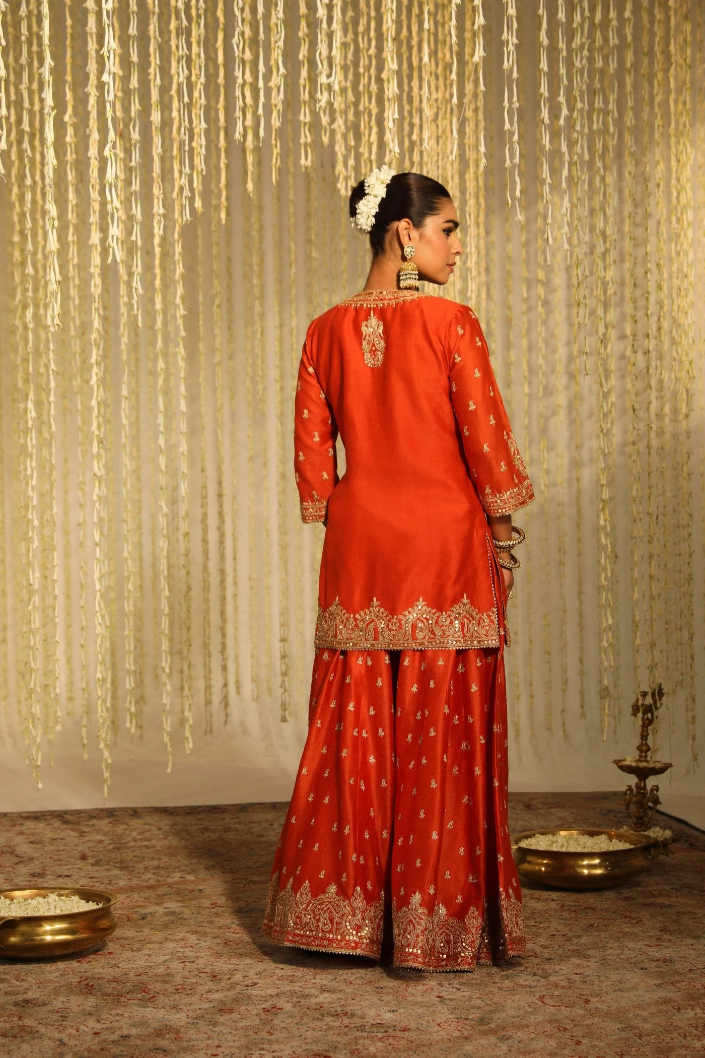 MISHIKA - BURNT ORANGE KURTA WITH SHARARA AND DUPATTA (LXRTS) - Image 4