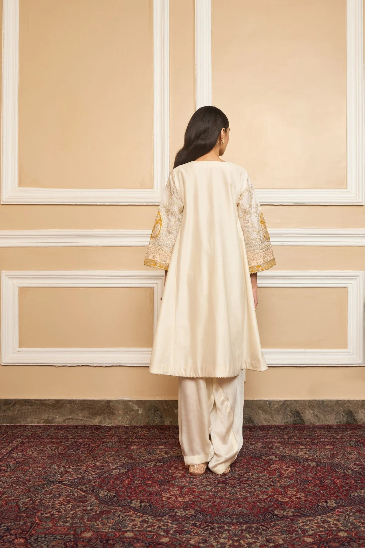 MOHSINA - DAISY IVORY SHORT KALIDAAR CHOGA WITH SALWAR (LXRTS) - Image 3