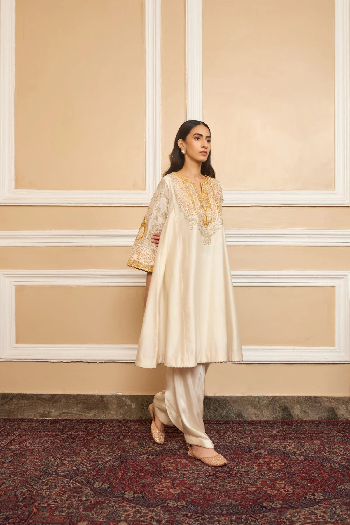 MOHSINA - DAISY IVORY SHORT KALIDAAR CHOGA WITH SALWAR (LXRTS) - Image 4